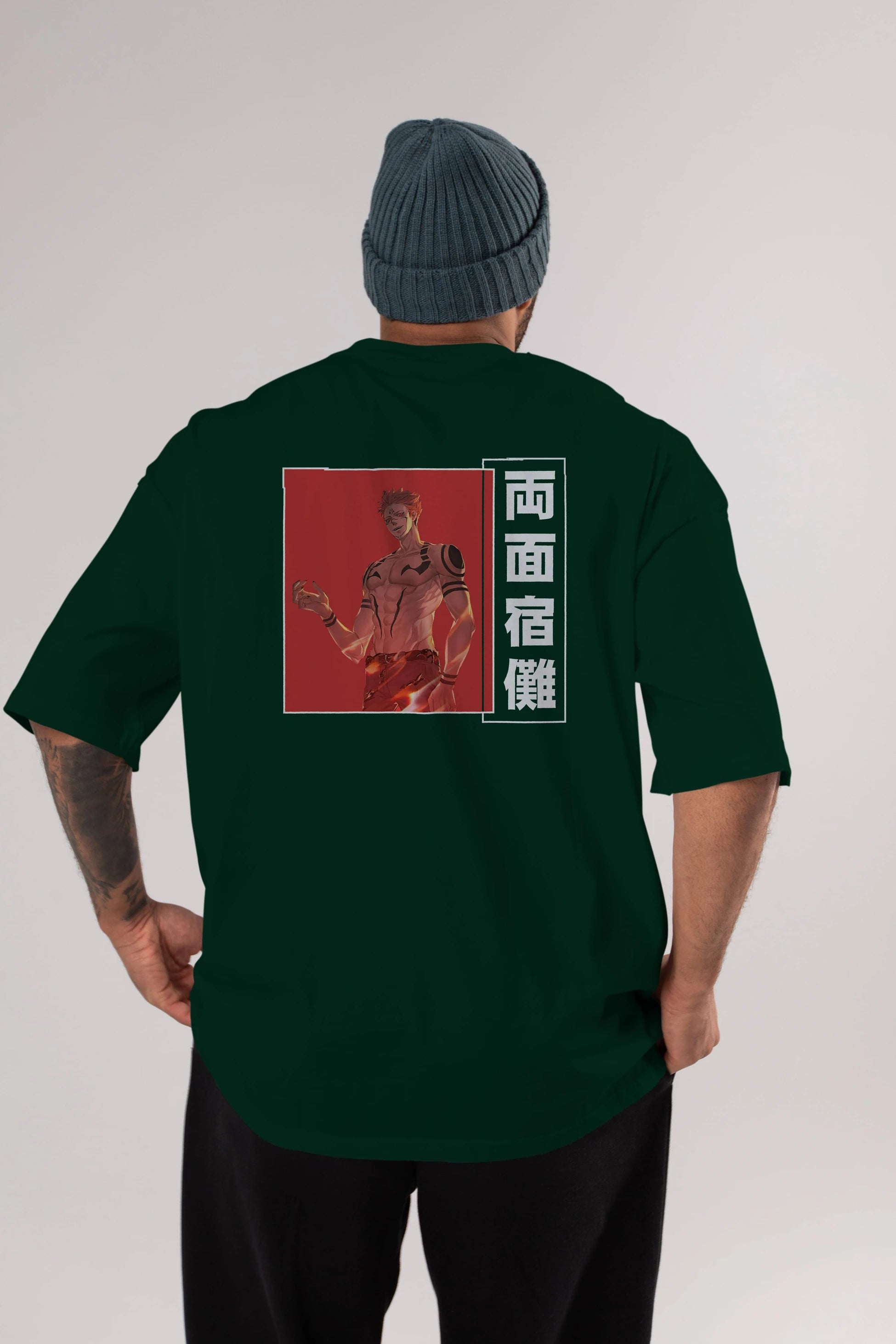 Sukuna Ryoumen 3 Anime Arka Baskılı Oversize t-shirt Erkek Kadın Unisex