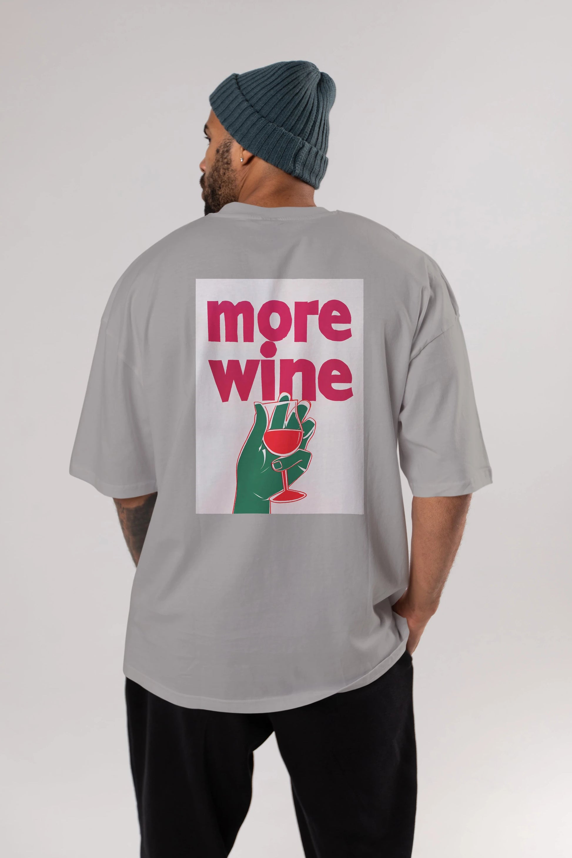 More Wine 3 Arka Baskılı Oversize t-shirt Erkek Kadın Unisex %100 Pamuk Bisiklet Yaka tişort