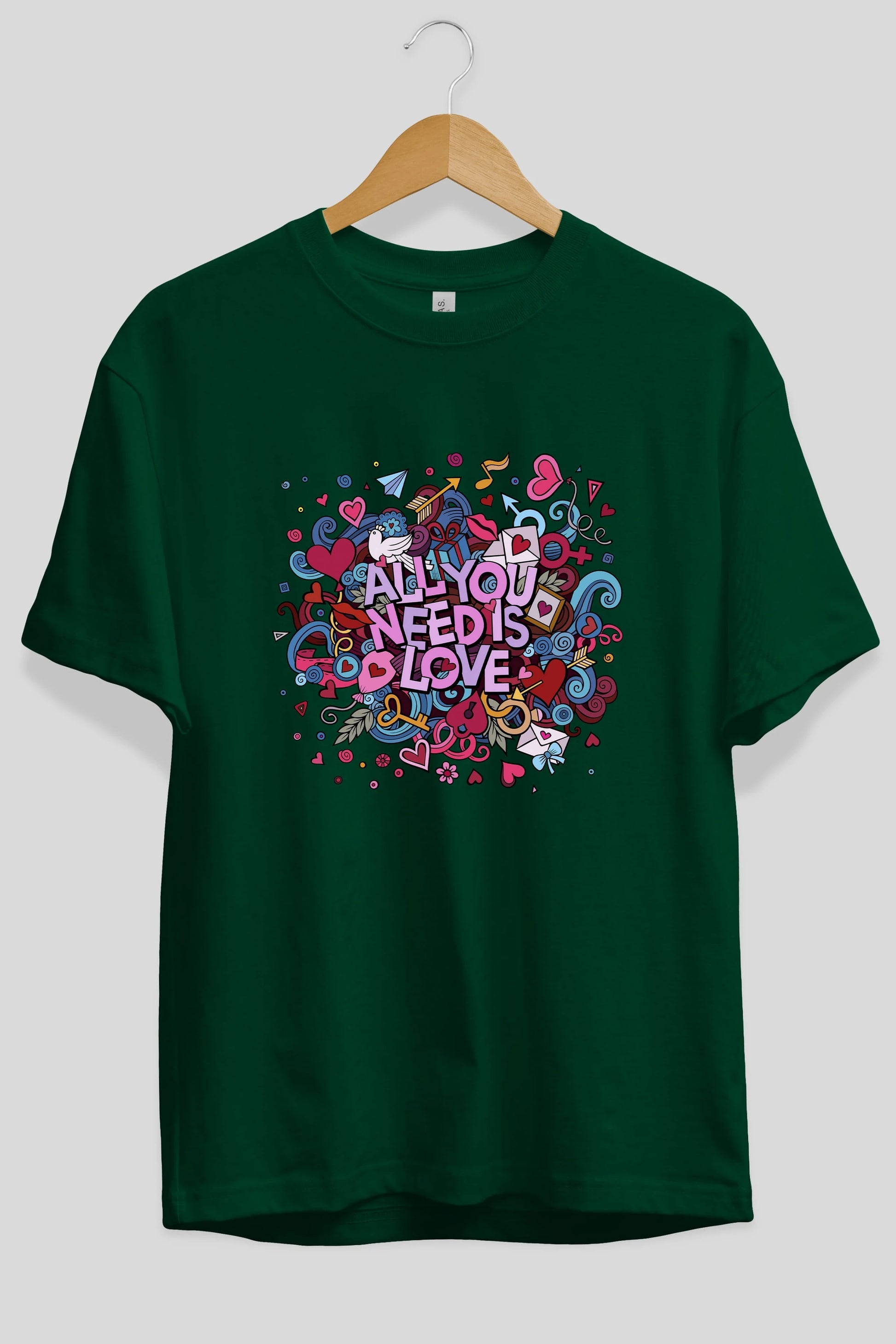 Cute Fun Colorful Heart Art Love Ön Baskılı Oversize t-shirt Erkek Kadın Unisex