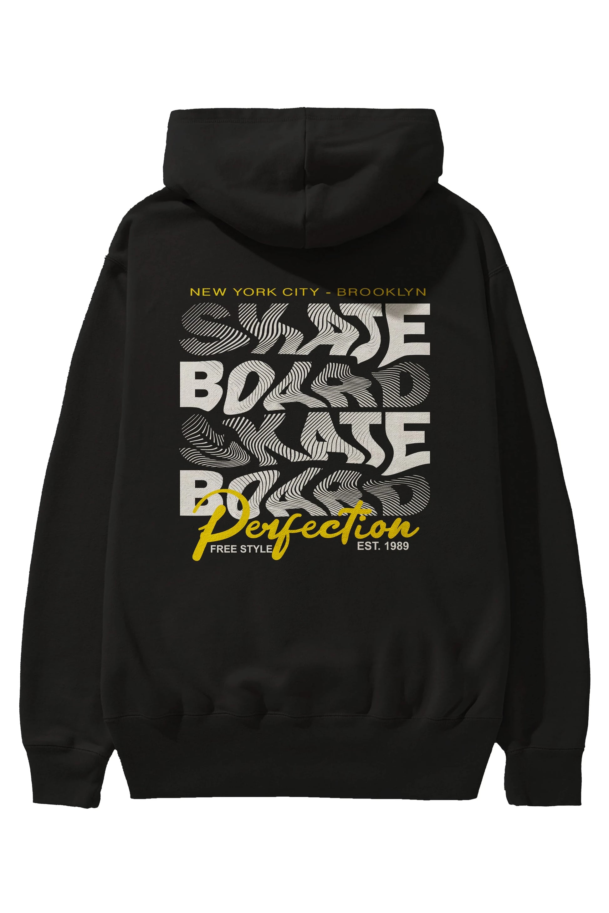 New York City and Brooklyn Arka Baskılı Hoodie Oversize Kapüşonlu Sweatshirt Erkek Kadın Unisex
