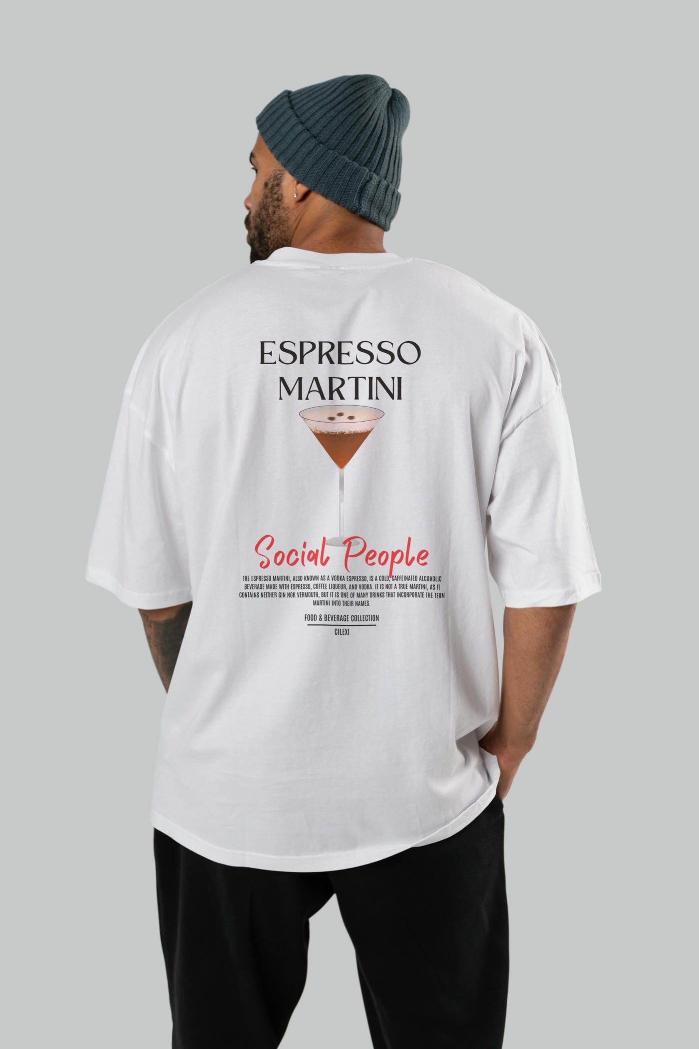 Espresso Martını Kokteyl Serisi Baskılı Oversize t-shirt Erkek Kadın Unisex %100 Pamuk Bisiklet Yaka tişort