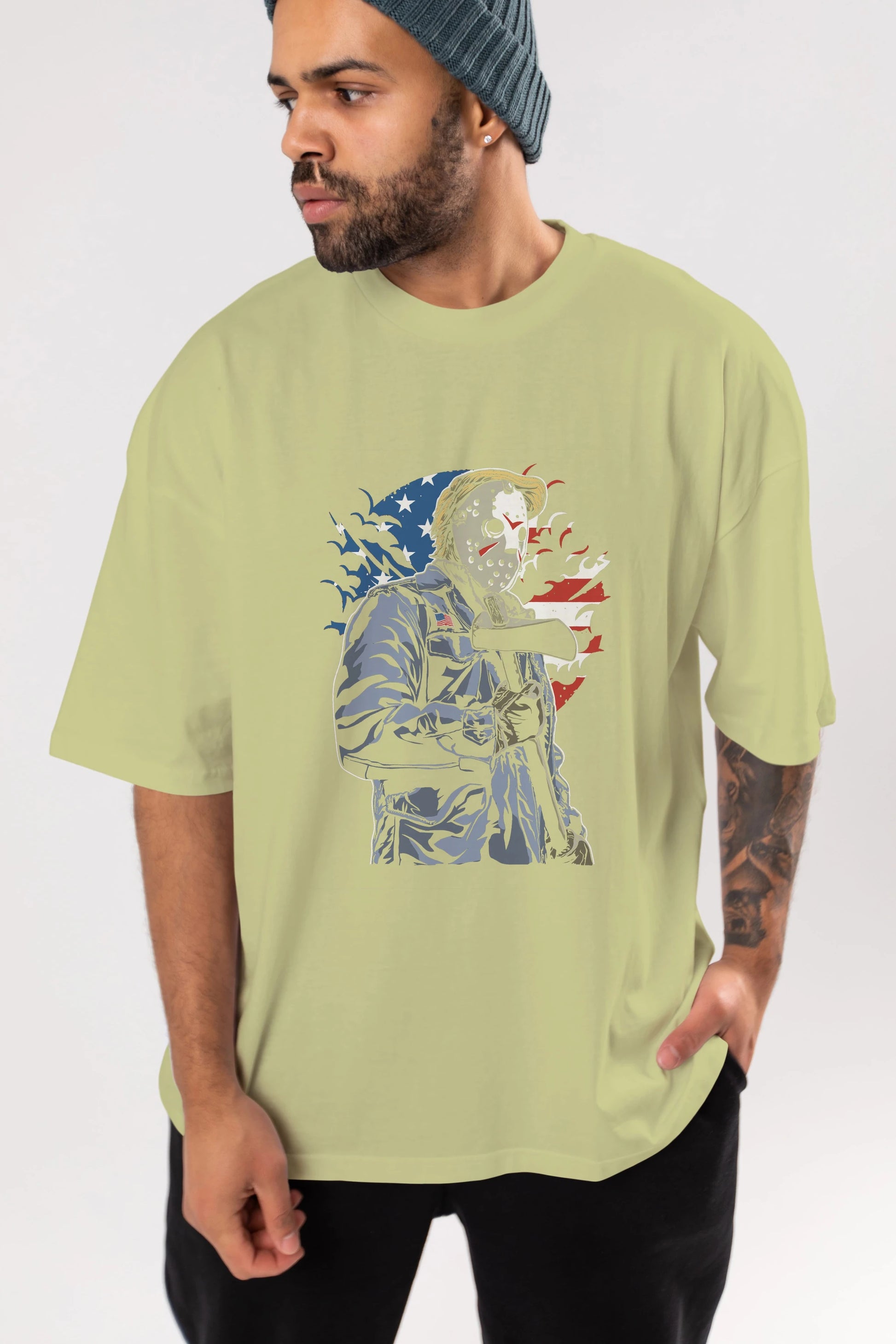 American Killer Ön Baskılı Oversize t-shirt Erkek Kadın Unisex %100 Pamuk tişort