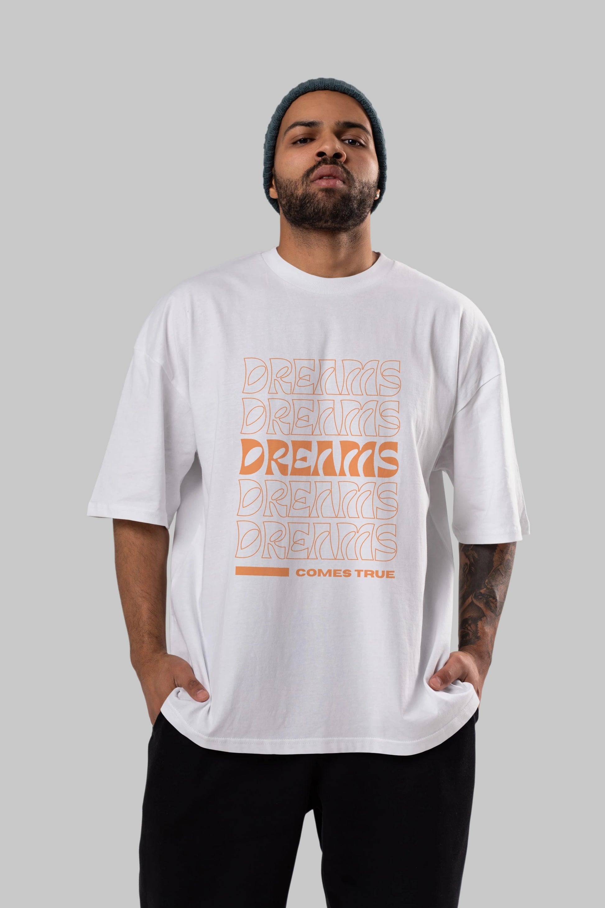Dreams Yazılı Ön Baskılı Oversize t-shirt Erkek Kadın Unisex