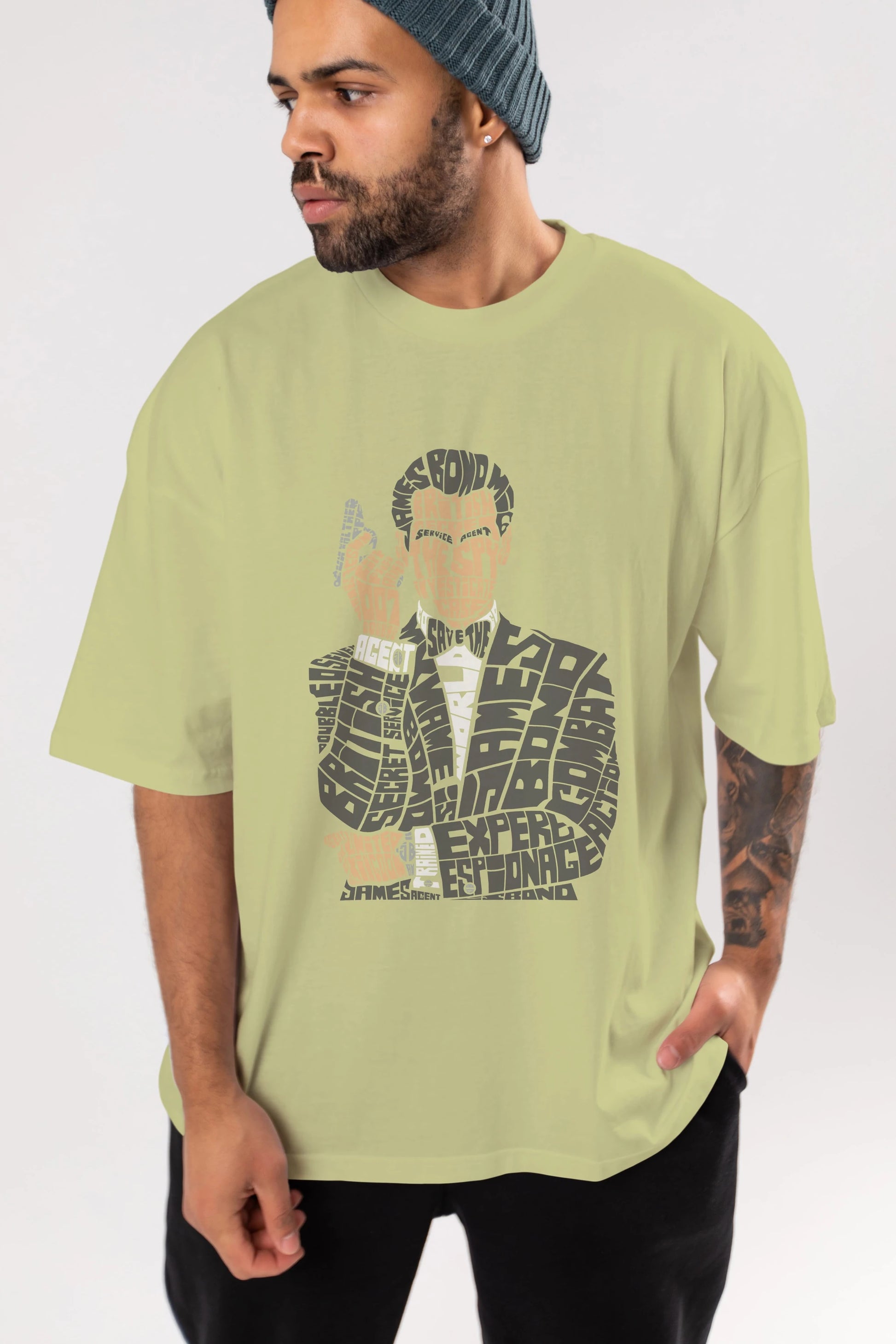 James Bond Ön Baskılı Oversize t-shirt %100 pamuk Erkek Kadın Unisex