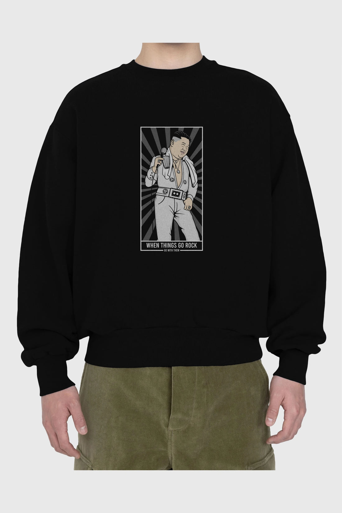 Kim Elvis Ön Baskılı Oversize Sweatshirt Erkek Kadın Unisex