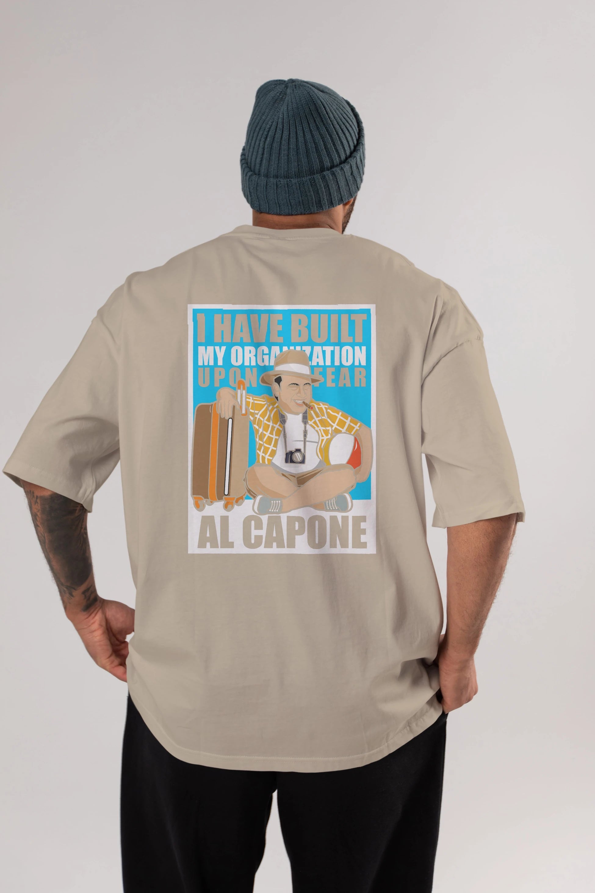 Al Capone Holiday Arka Baskılı Oversize t-shirt Erkek Kadın Unisex %100 Pamuk tişort