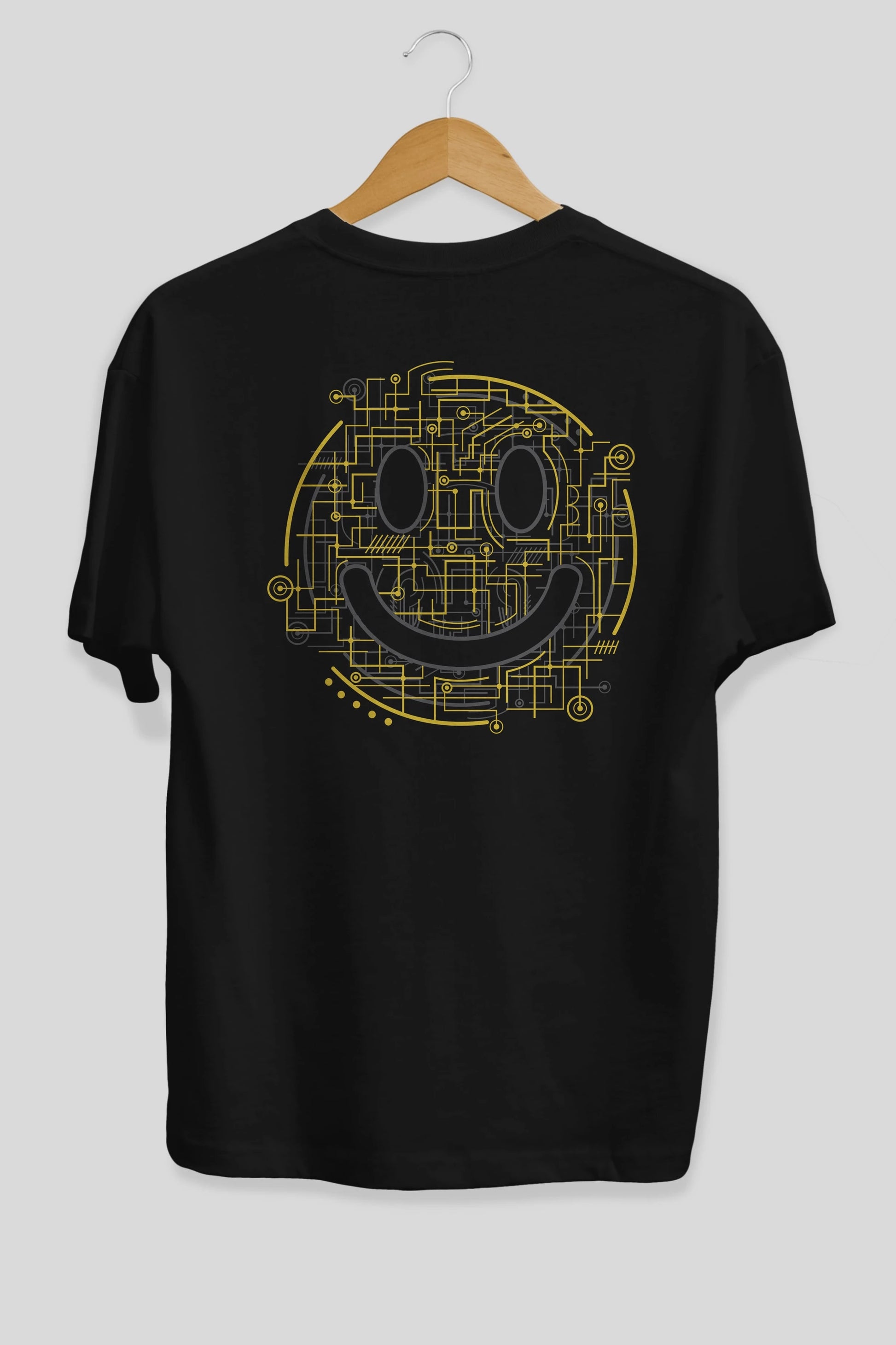 Electric Smiley Arka Baskılı Oversize t-shirt %100 pamuk Erkek Kadın Unisex