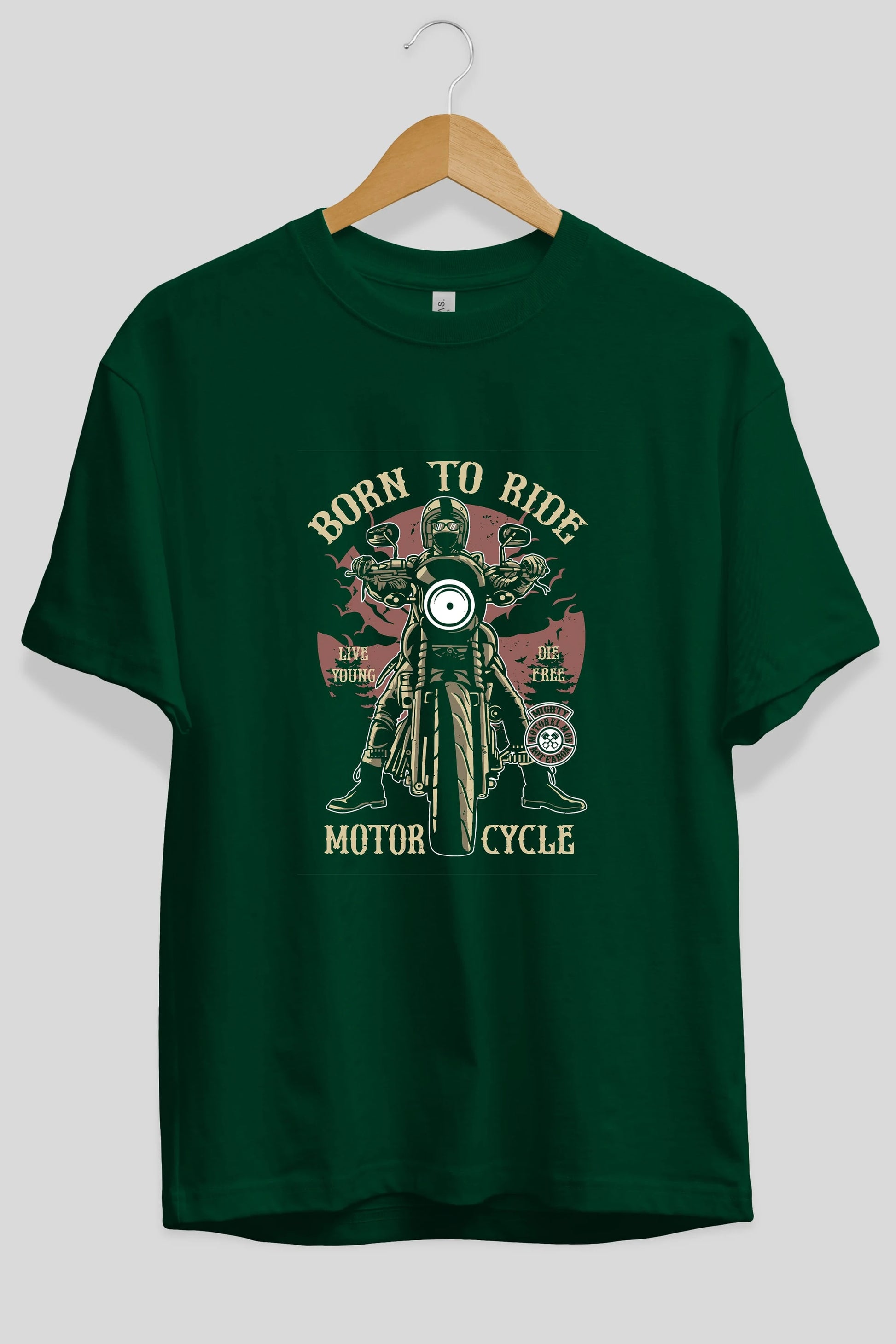 Born To Ride Ön Baskılı Oversize t-shirt Erkek Kadın Unisex %100 Pamuk tişort