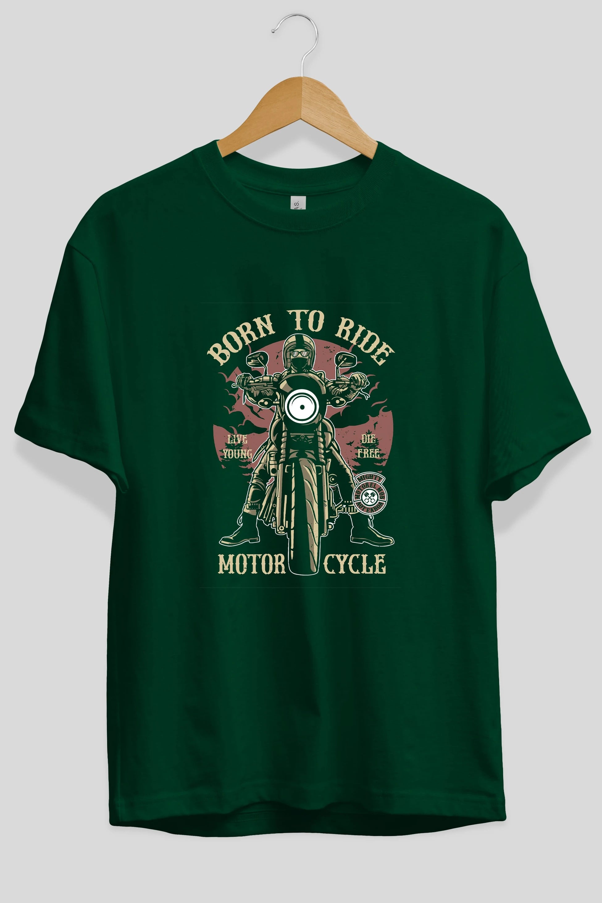 Born To Ride Ön Baskılı Oversize t-shirt Erkek Kadın Unisex %100 Pamuk tişort