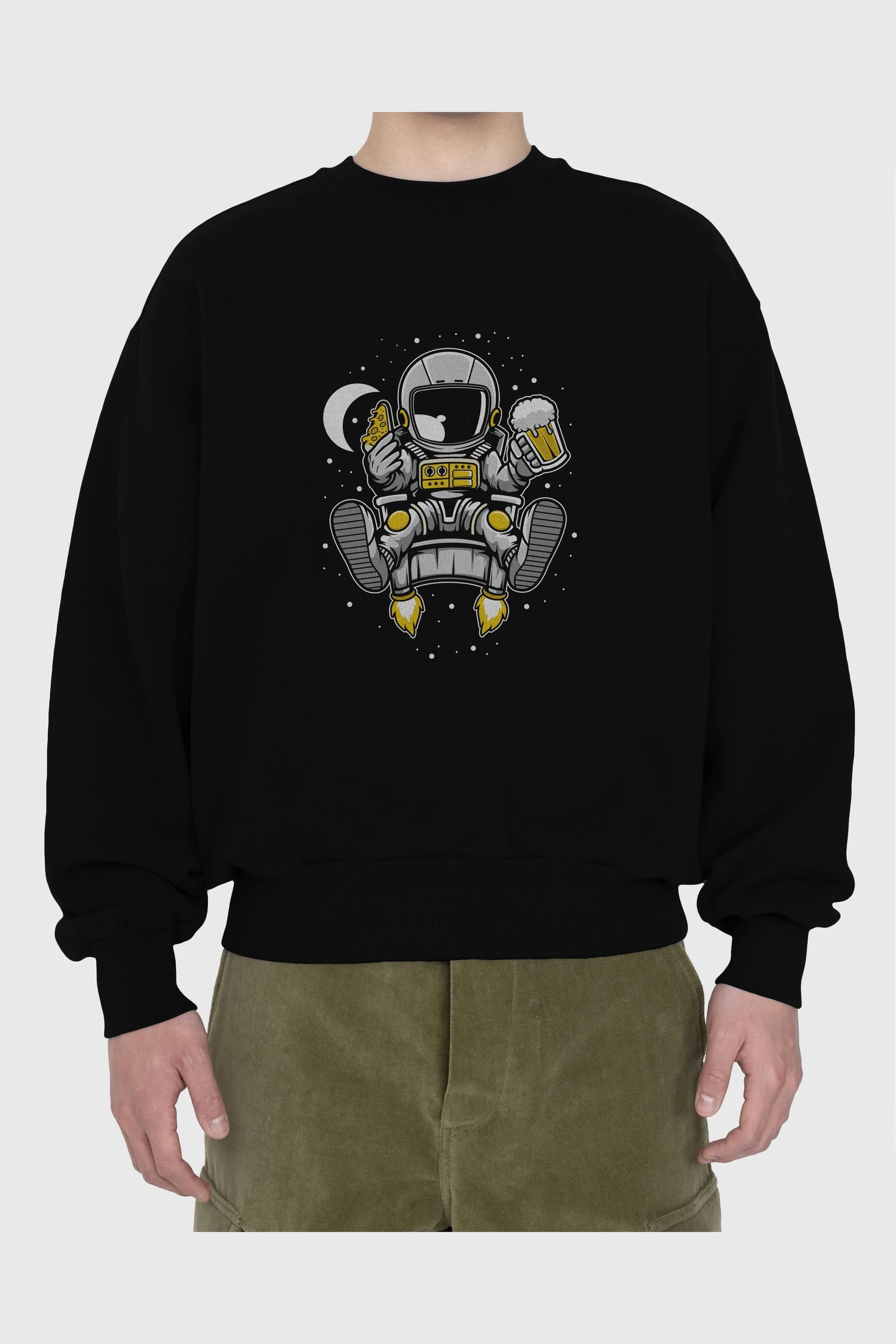 Astronaut Relax (2) Ön Baskılı Oversize Sweatshirt Erkek Kadın Unisex