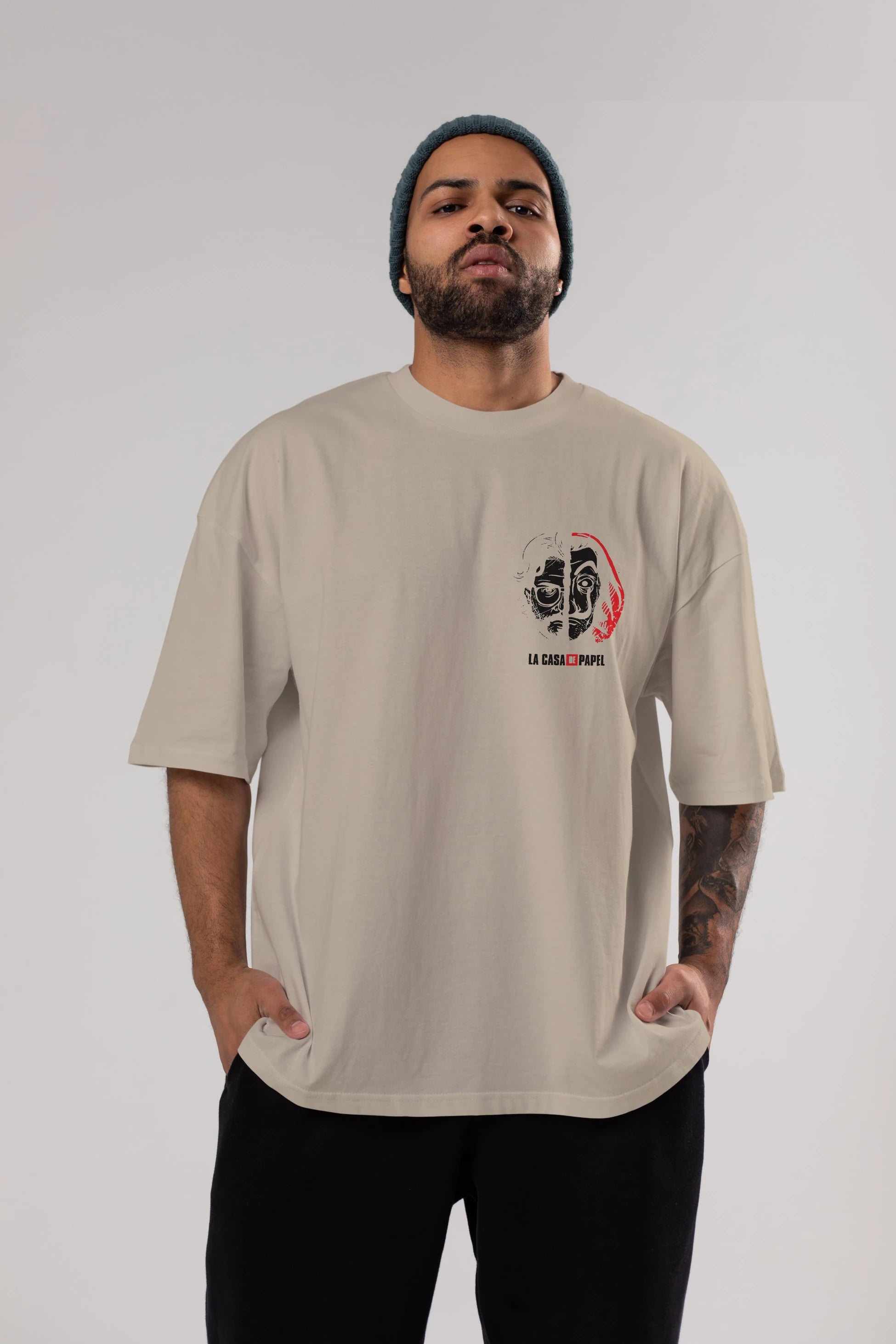 La Casa De Papel (9) Ön Sol Baskılı Oversize t-shirt Erkek Kadın Unisex %100 Pamuk Bisiklet Yaka tişort