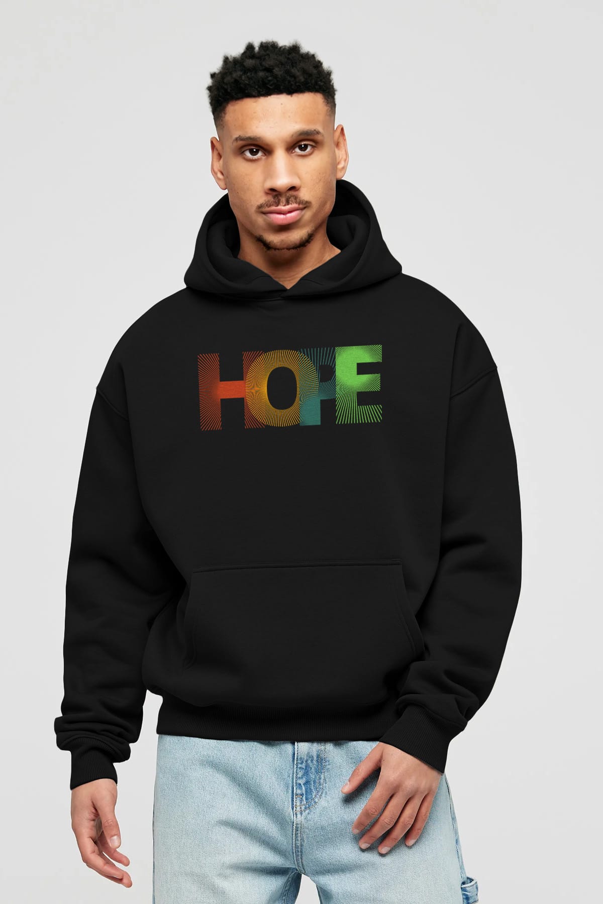 Hope Ön Baskılı Oversize Hoodie Kapüşonlu Sweatshirt Erkek Kadın Unisex