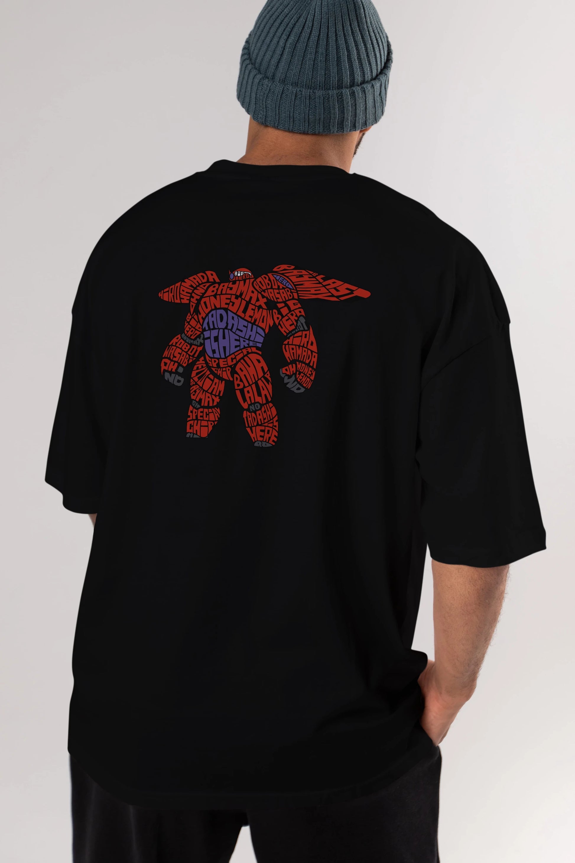 Baymax Arka Baskılı Oversize t-shirt %100 pamuk Erkek Kadın Unisex