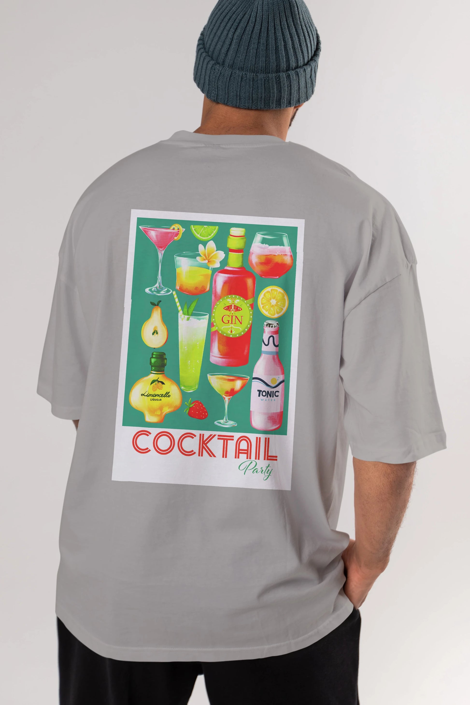 Cocktail Party 2 Arka Baskılı Oversize t-shirt Erkek Kadın Unisex %100 Pamuk Bisiklet Yaka tişort