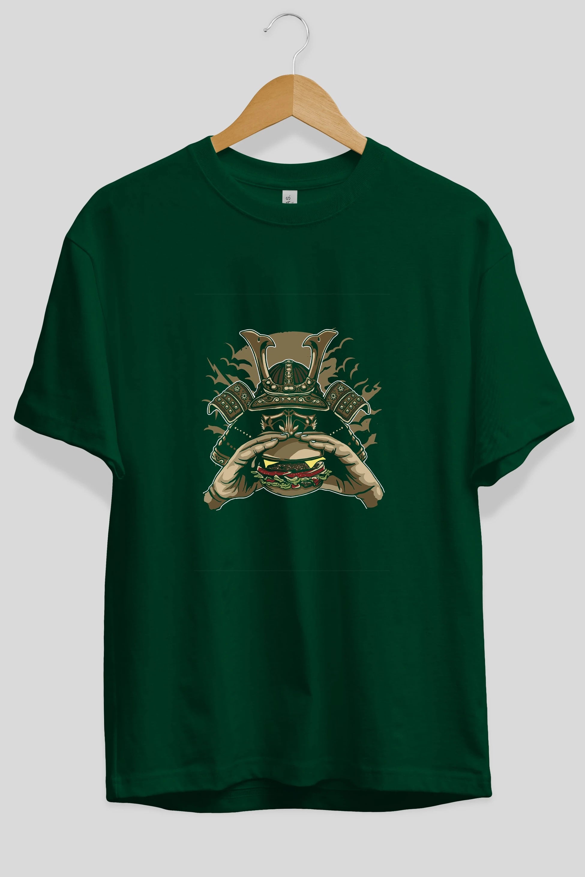 Samurai Burger Ön Baskılı Oversize t-shirt Erkek Kadın Unisex %100 Pamuk tişort