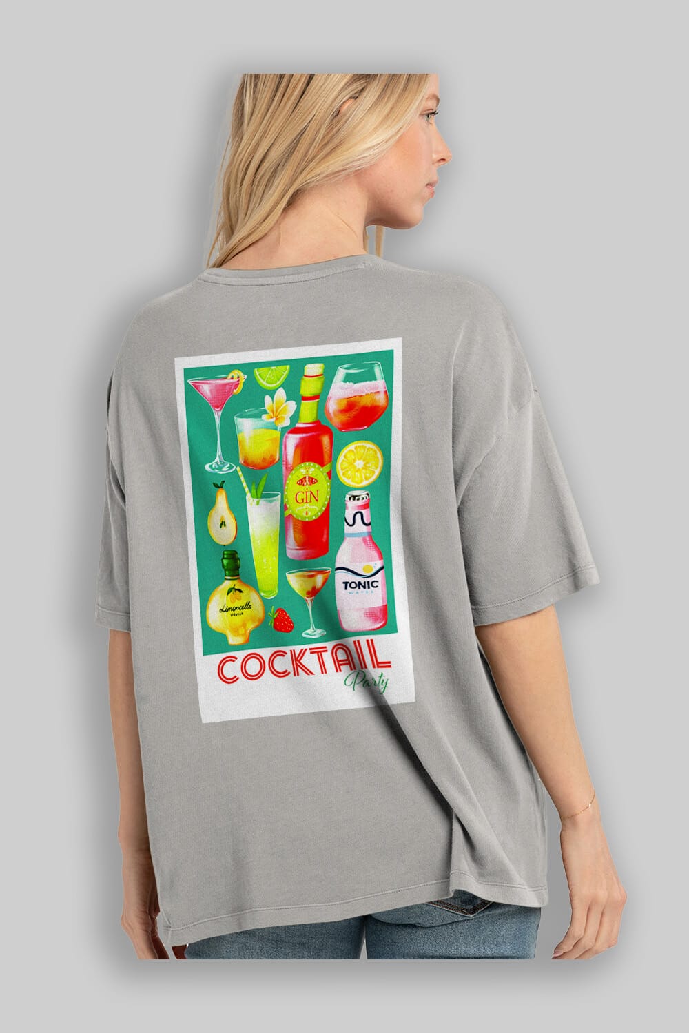 Cocktail Party 2 Arka Baskılı Oversize t-shirt Erkek Kadın Unisex %100 Pamuk Bisiklet Yaka tişort