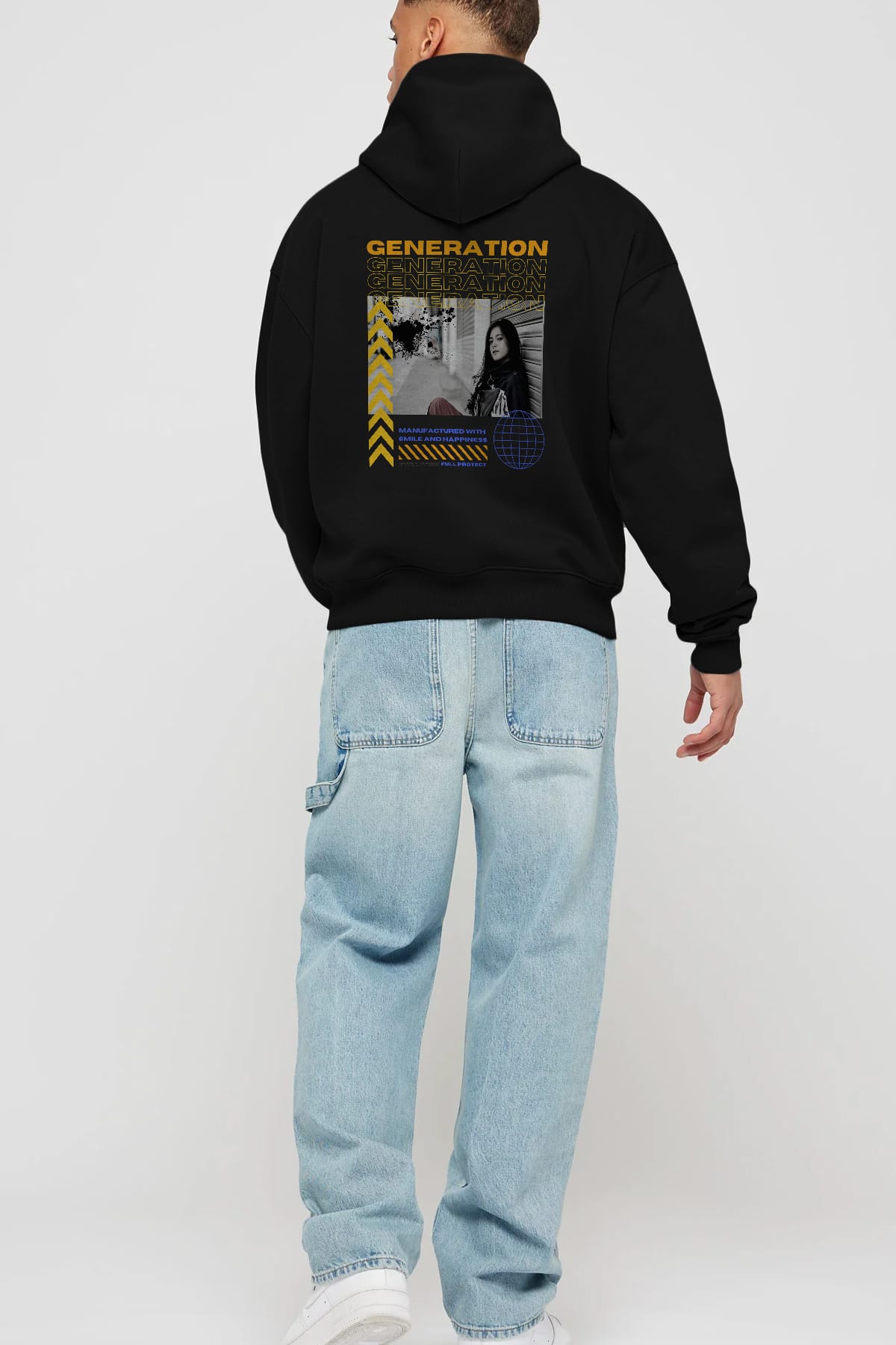 Generation Yazılı Arka Baskılı Oversize Hoodie Kapüşonlu Sweatshirt Erkek Kadın Unisex