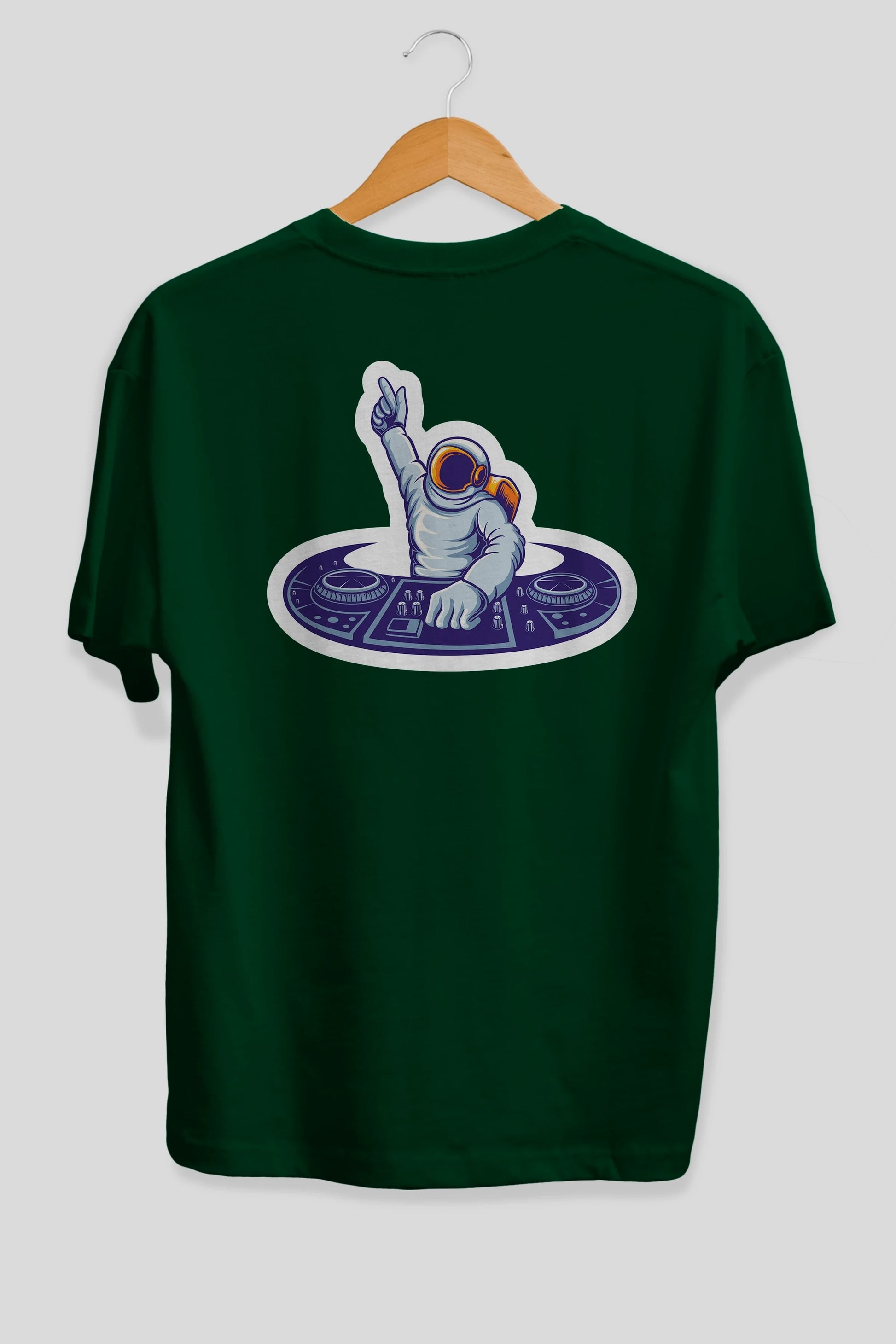 Astronaut Disk Jockey Party Sticker Arka Baskılı Oversize t-shirt Erkek Kadın Unisex