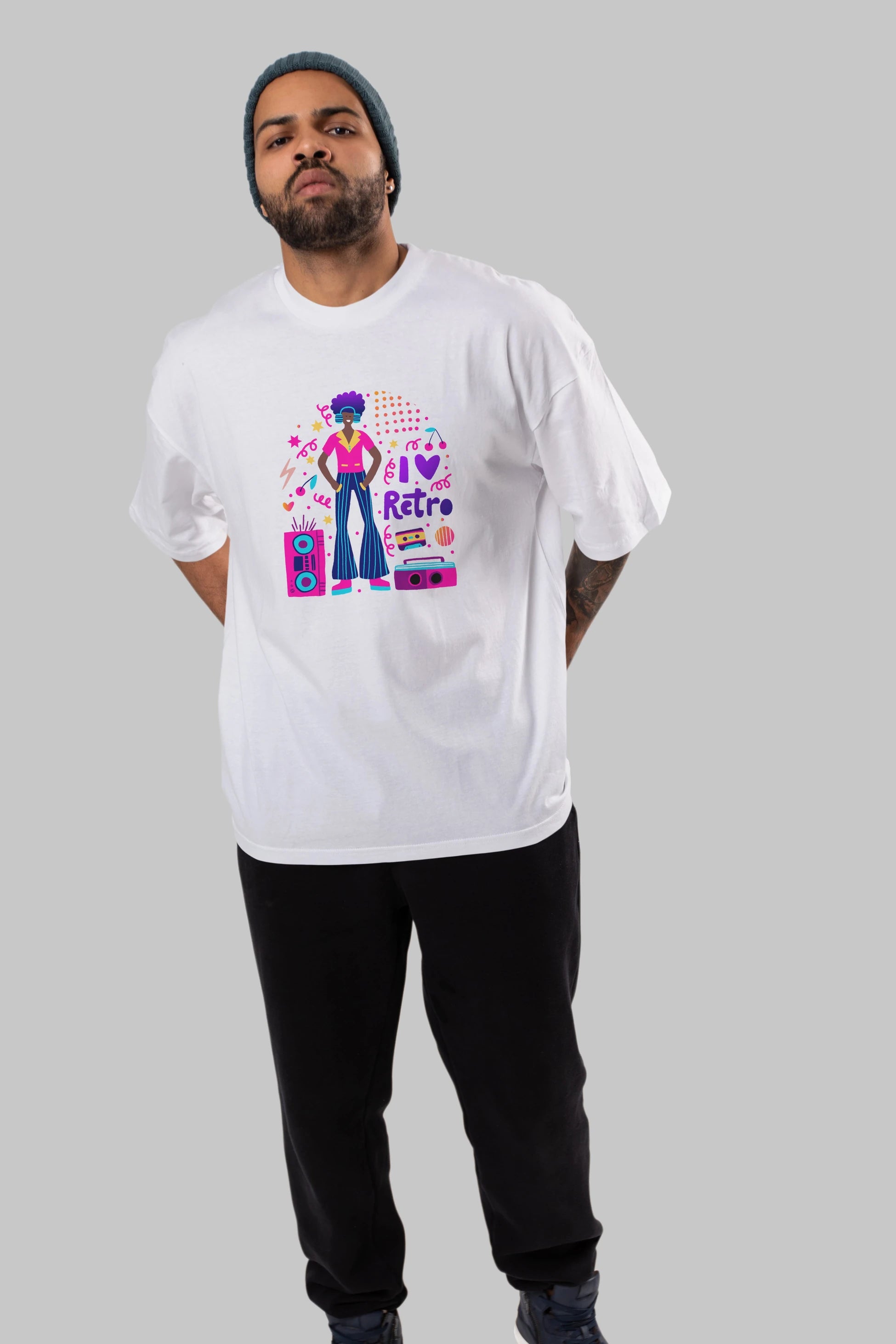 Retro Boy Party Ön Baskılı Oversize t-shirt Erkek Kadın Unisex
