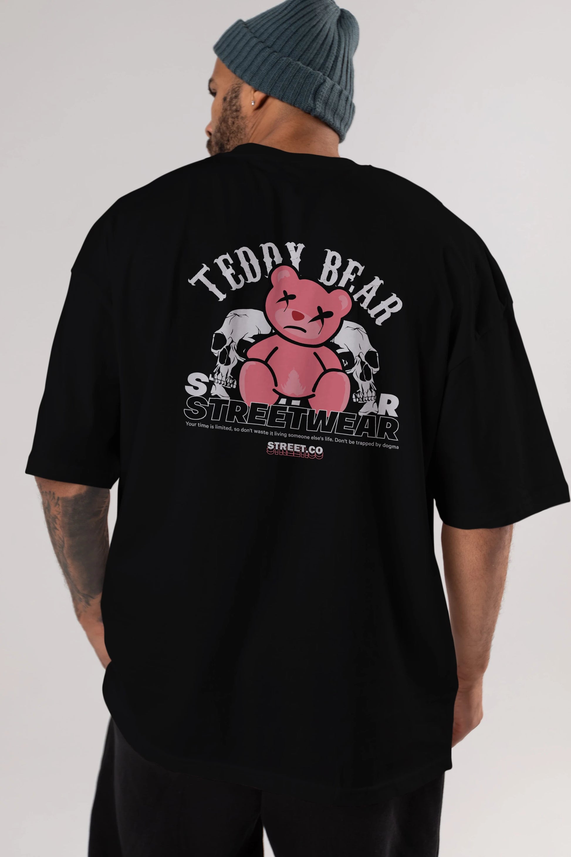 Teddy Bear Streetwear 2 Arka Baskılı Oversize t-shirt Erkek Kadın Unisex