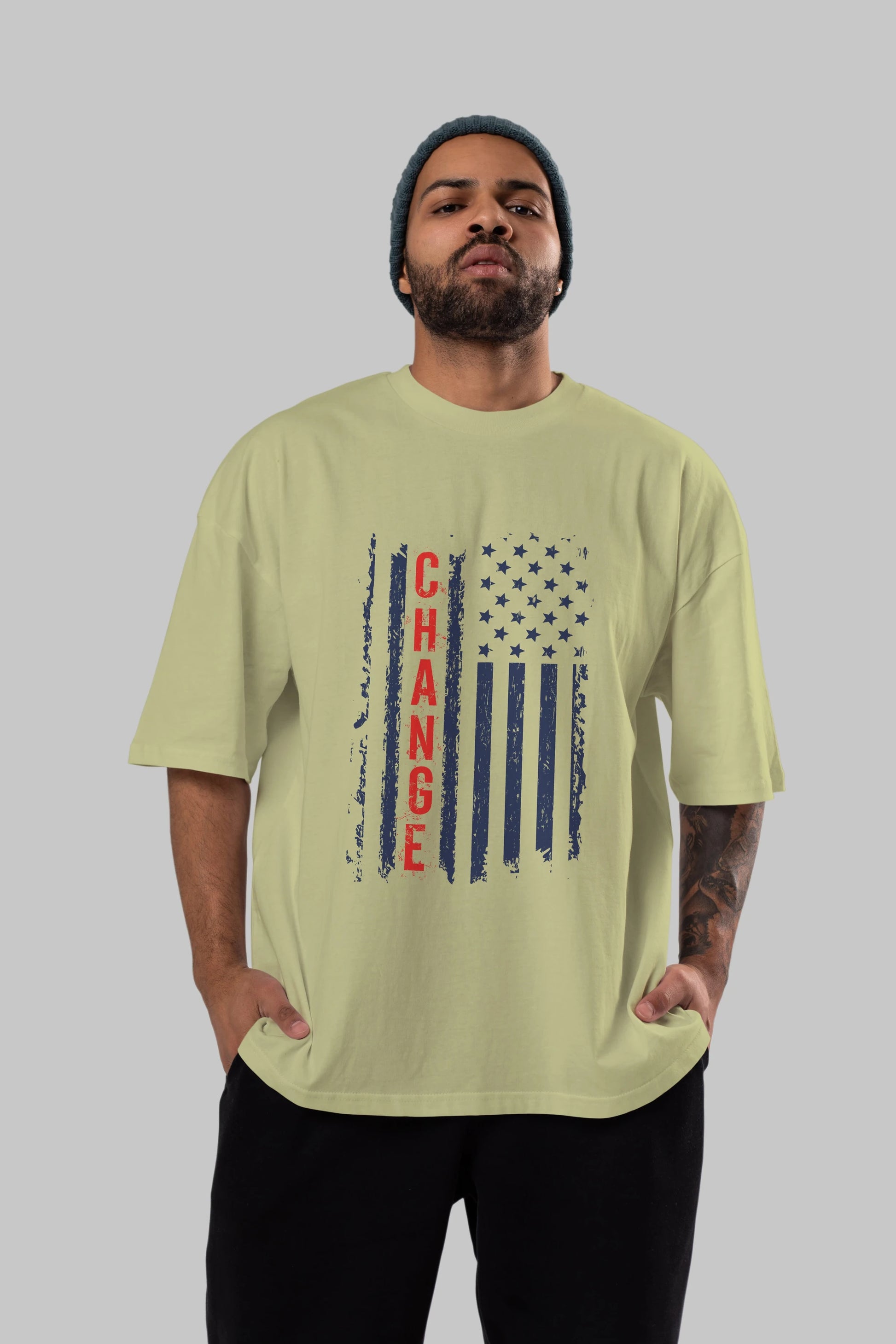 Change Ön Baskılı Oversize t-shirt Erkek Kadın Unisex