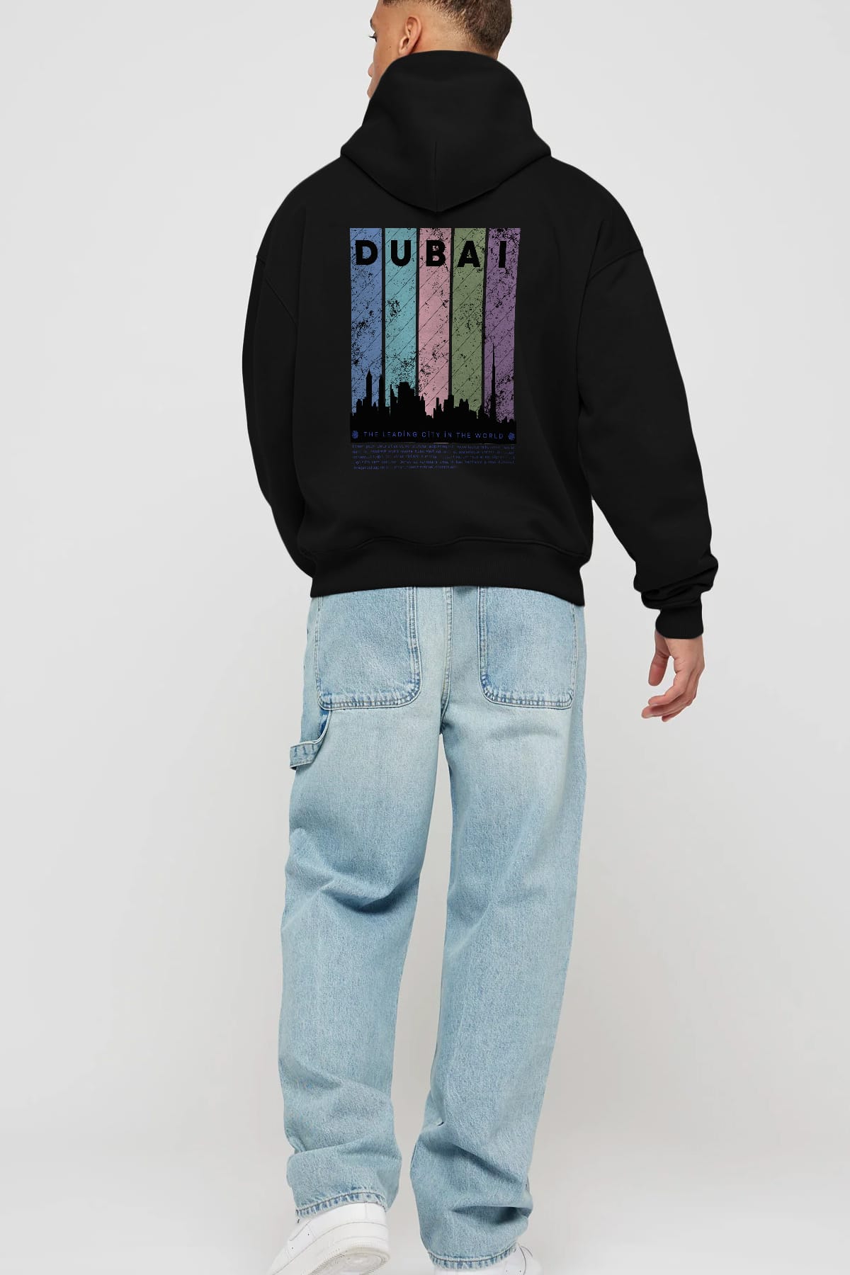 Dubai Yazılı Arka Baskılı Oversize Hoodie Kapüşonlu Sweatshirt Erkek Kadın Unisex