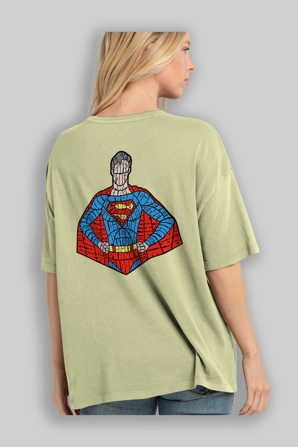 Kryptonian Arka Baskılı Oversize t-shirt %100 pamuk Erkek Kadın Unisex