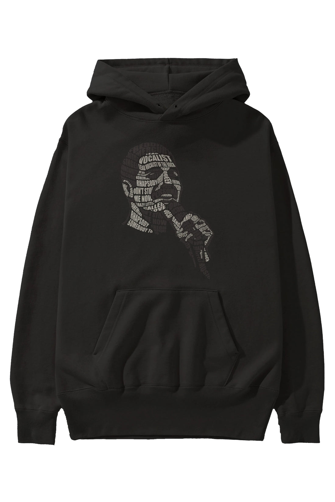 Freddy Mercuri Calligram Ön Baskılı Hoodie Oversize Kapüşonlu Sweatshirt Erkek Kadın Unisex