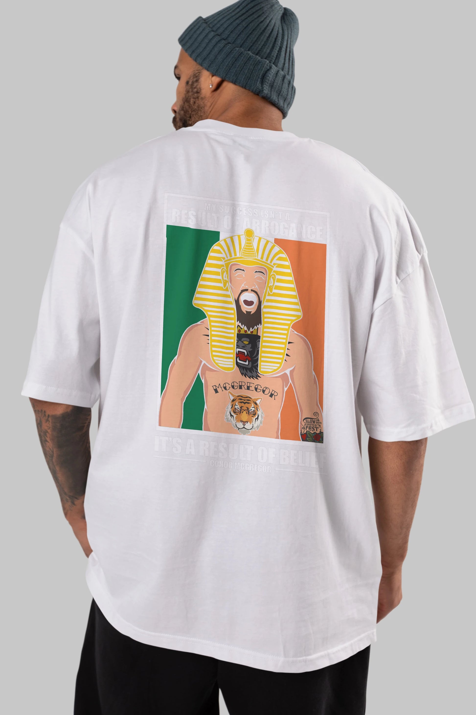 McGregor Pharaoh Arka Baskılı Oversize t-shirt Erkek Kadın Unisex %100 Pamuk tişort