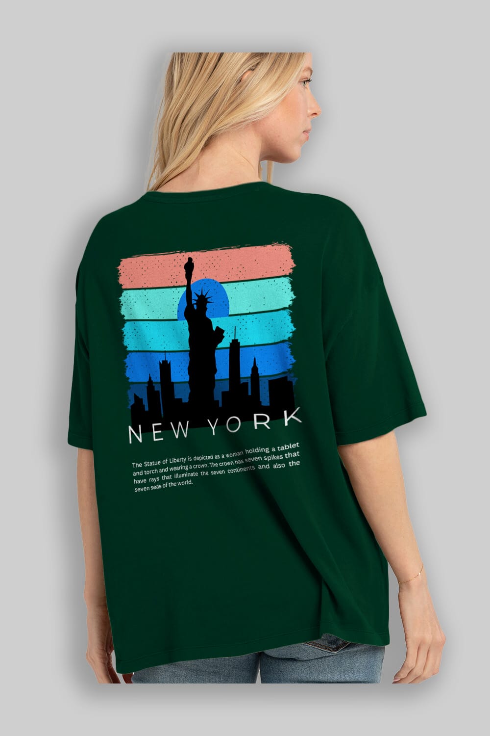 New York Yazılı Arka Baskılı Oversize t-shirt Erkek Kadın Unisex