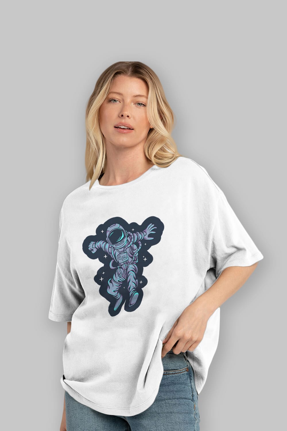 Astrostars sticker Ön Baskılı Oversize t-shirt Erkek Kadın Unisex