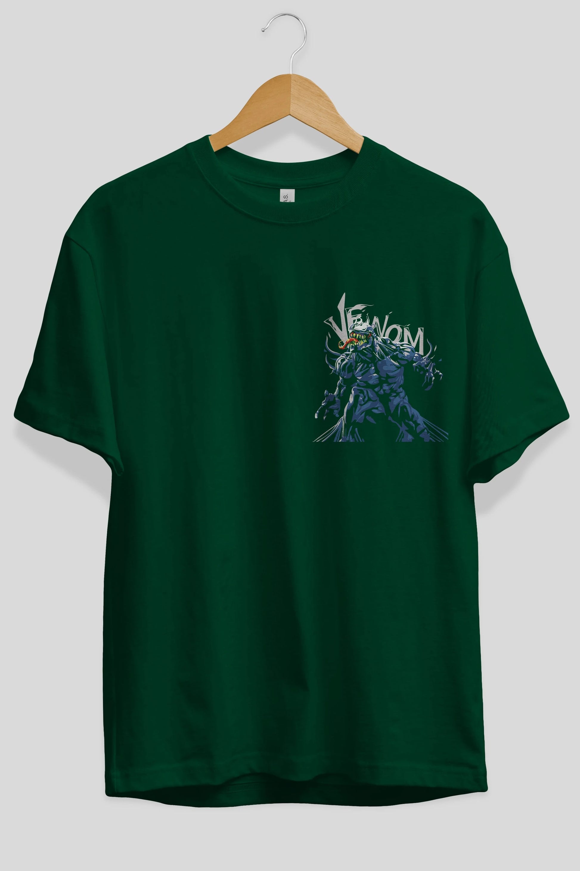 Venom (8) Ön Sol Baskılı Oversize t-shirt Erkek Kadın Unisex %100 Pamuk Bisiklet Yaka tişort