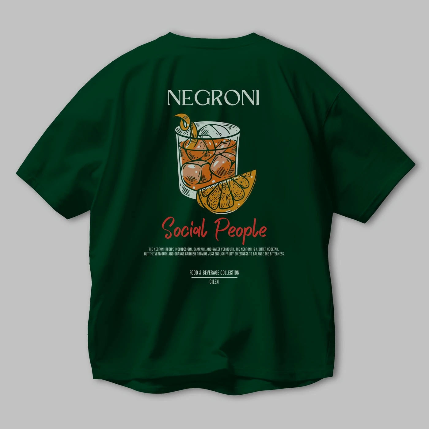 Negroni Kokteyl Serisi Baskılı Oversize t-shirt Erkek Kadın Unisex %100 Pamuk Bisiklet Yaka tişort