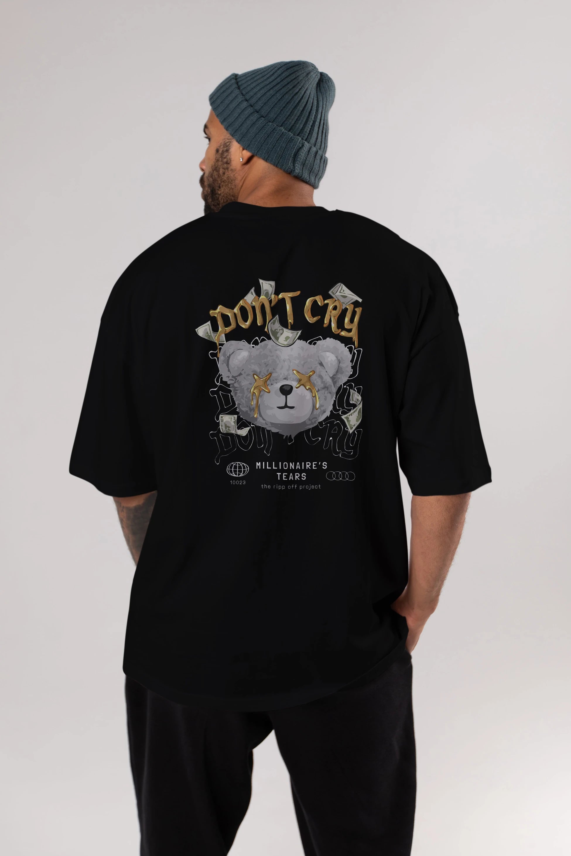 Dont Cry Bear Arka Baskılı Oversize t-shirt Erkek Kadın Unisex
