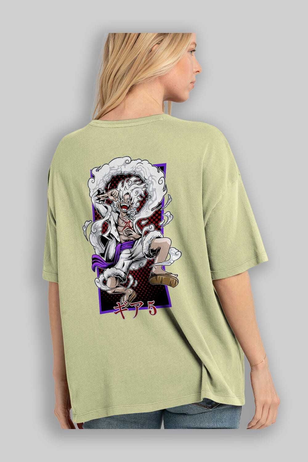 LUFFY GEAR 5 RECUADRO Anime Arka Baskılı Oversize t-shirt Erkek Kadın Unisex