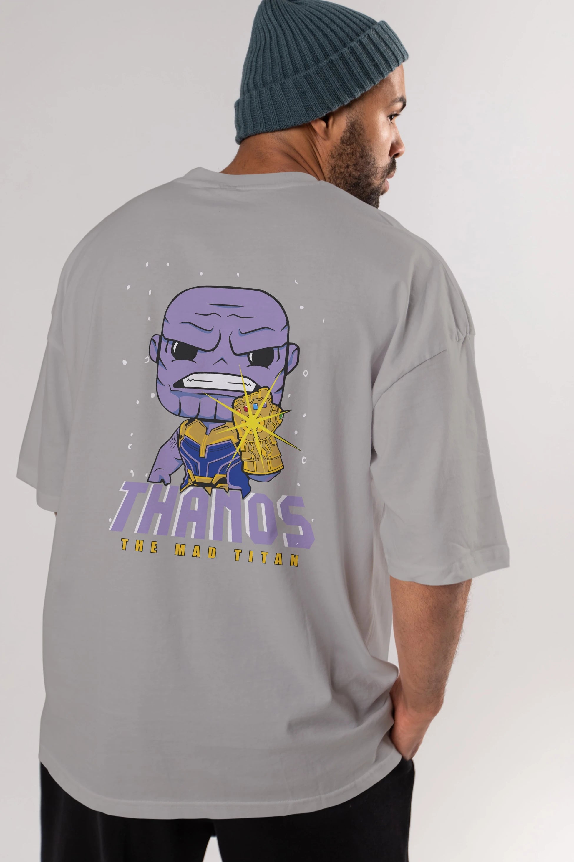 Thanos (1) Arka Baskılı Oversize t-shirt Erkek Kadın Unisex %100 Pamuk Bisiklet Yaka tişort
