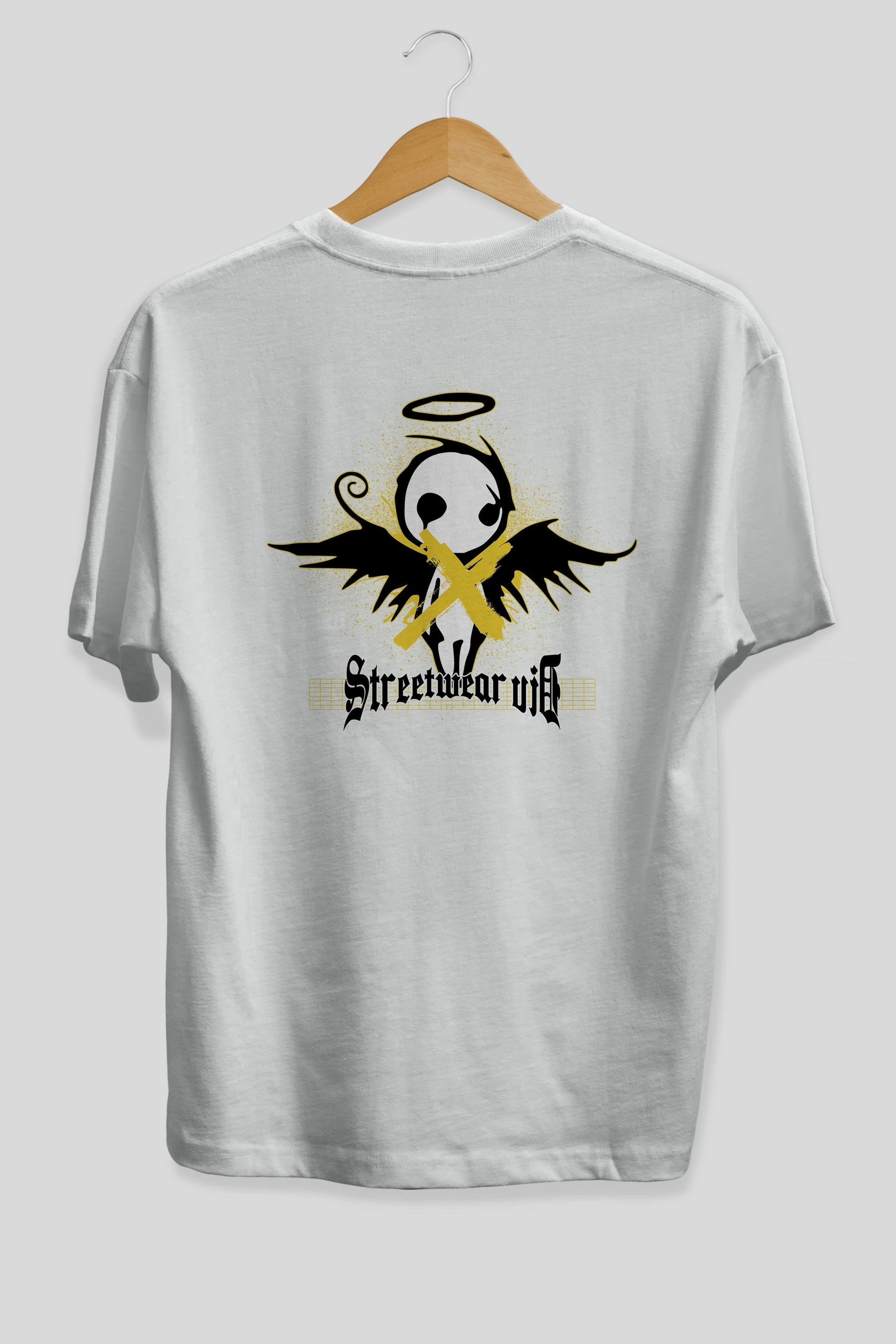 Black Angel Arka Baskılı Oversize t-shirt Erkek Kadın Unisex