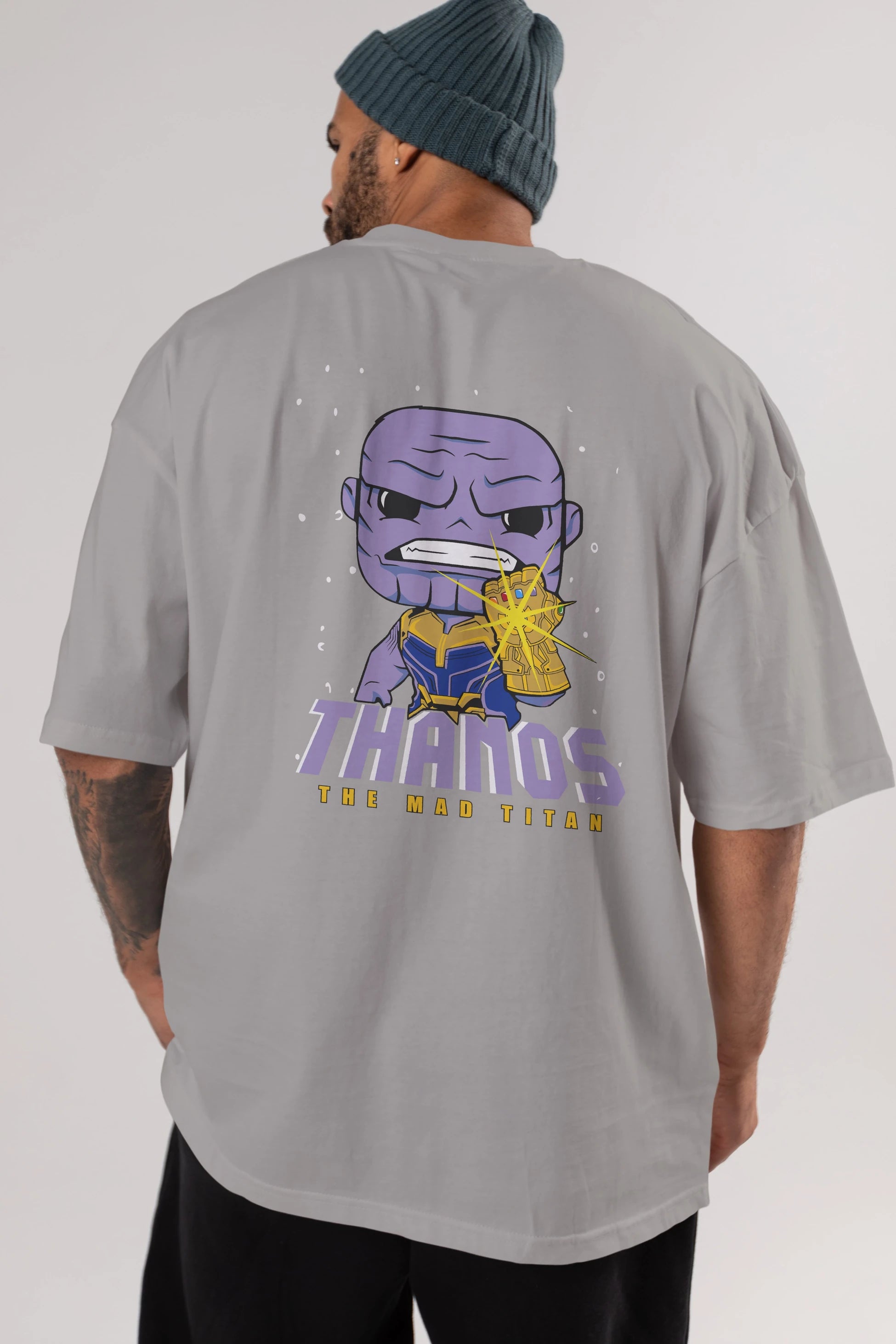 Thanos (1) Arka Baskılı Oversize t-shirt Erkek Kadın Unisex %100 Pamuk Bisiklet Yaka tişort