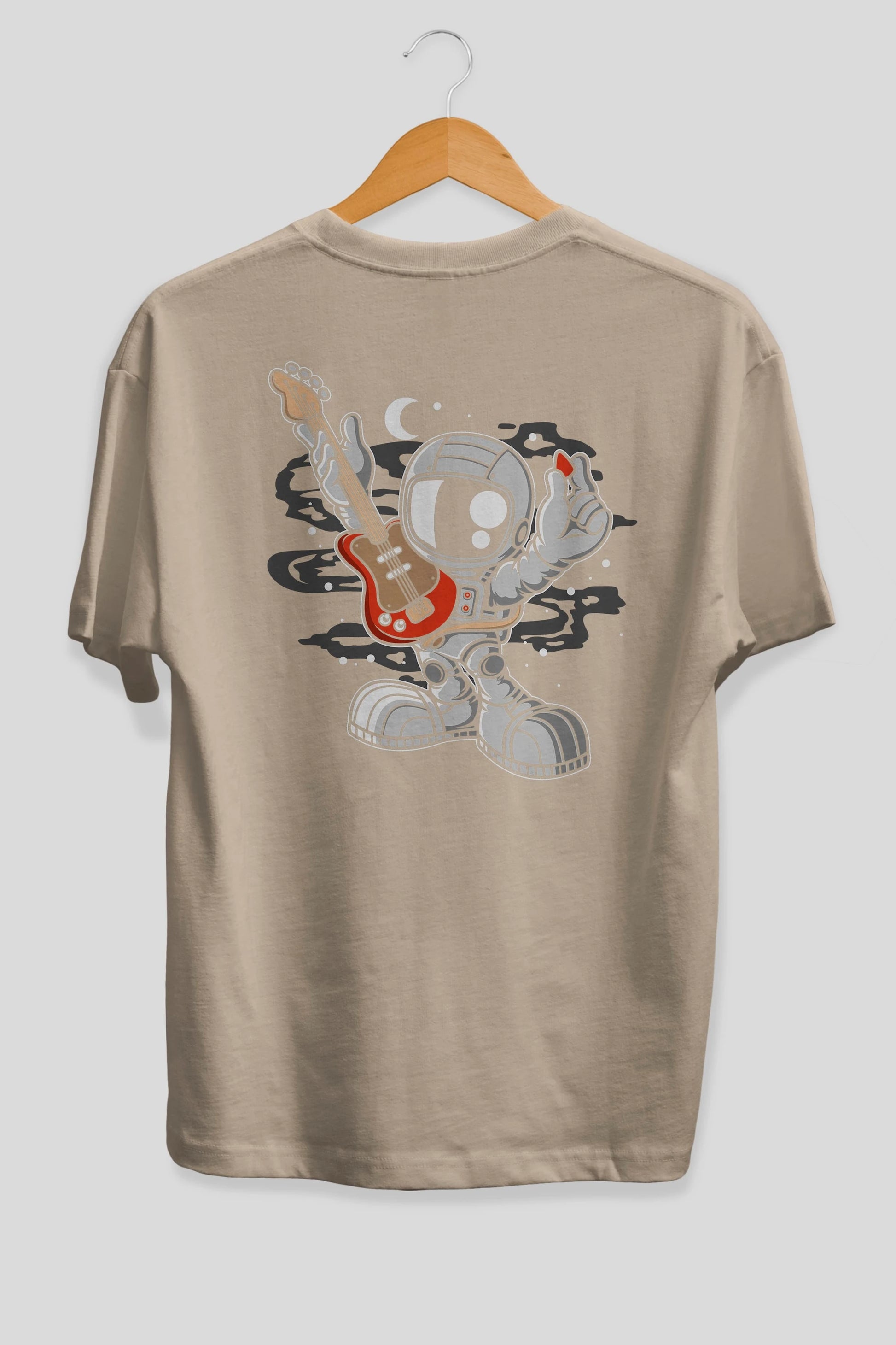 Astronaut Guitar Arka Baskılı Oversize t-shirt Erkek Kadın Unisex
