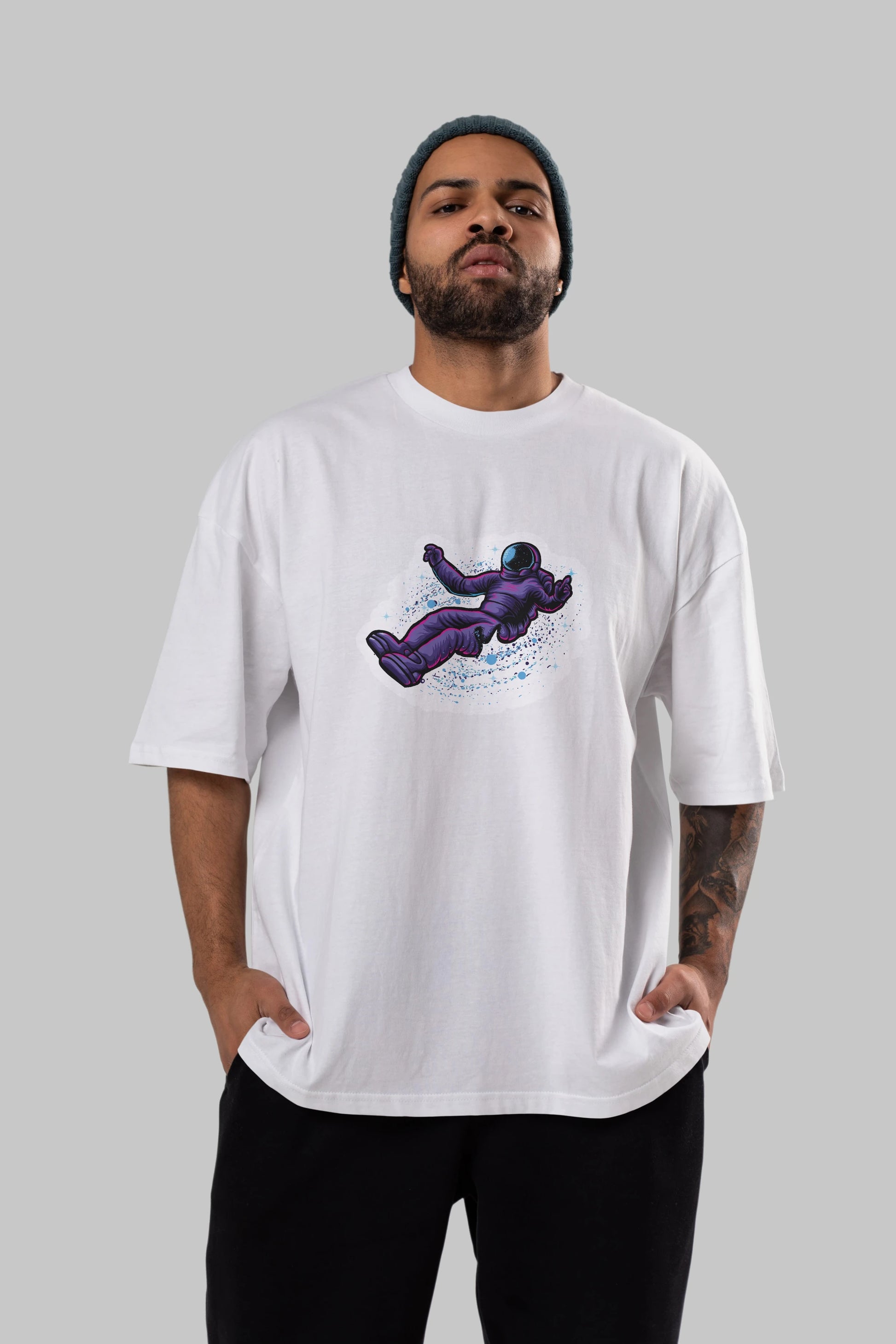 Having fun in outer space sticker Ön Baskılı Oversize t-shirt Erkek Kadın Unisex