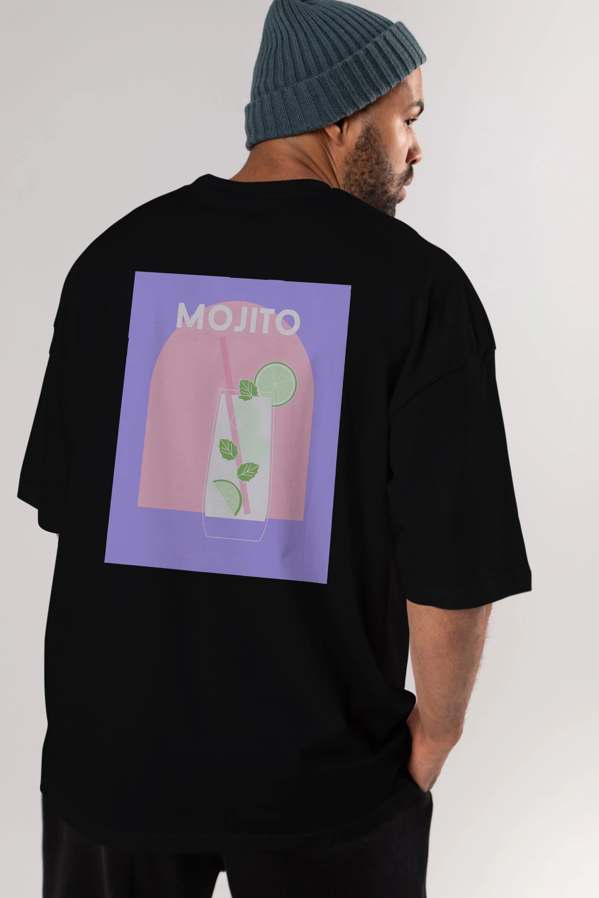Mojito 2 Arka Baskılı Oversize t-shirt Erkek Kadın Unisex %100 Pamuk Bisiklet Yaka tişort