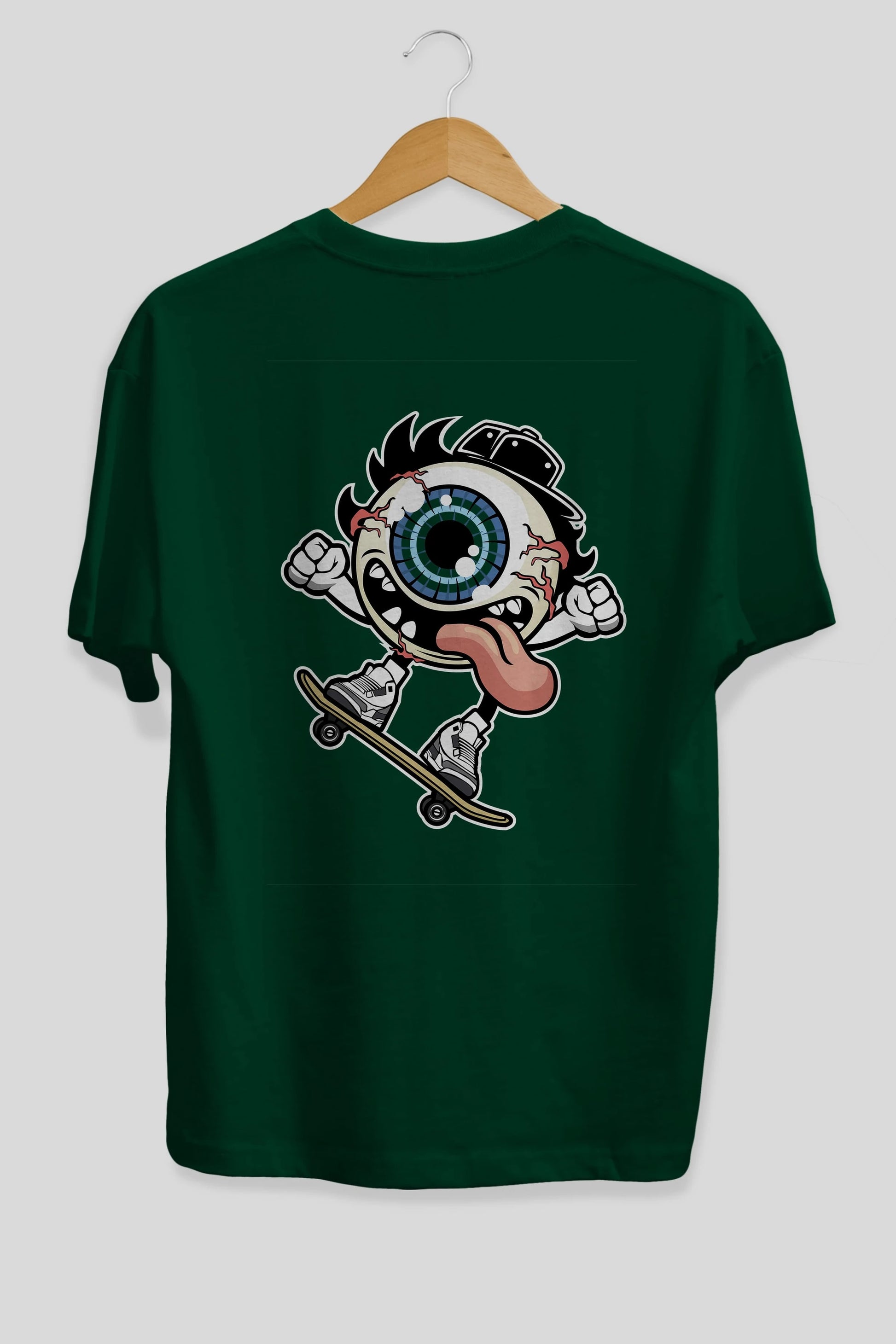 Eye Ball Skater Arka Baskılı Oversize t-shirt Erkek Kadın Unisex %100 Pamuk tişort