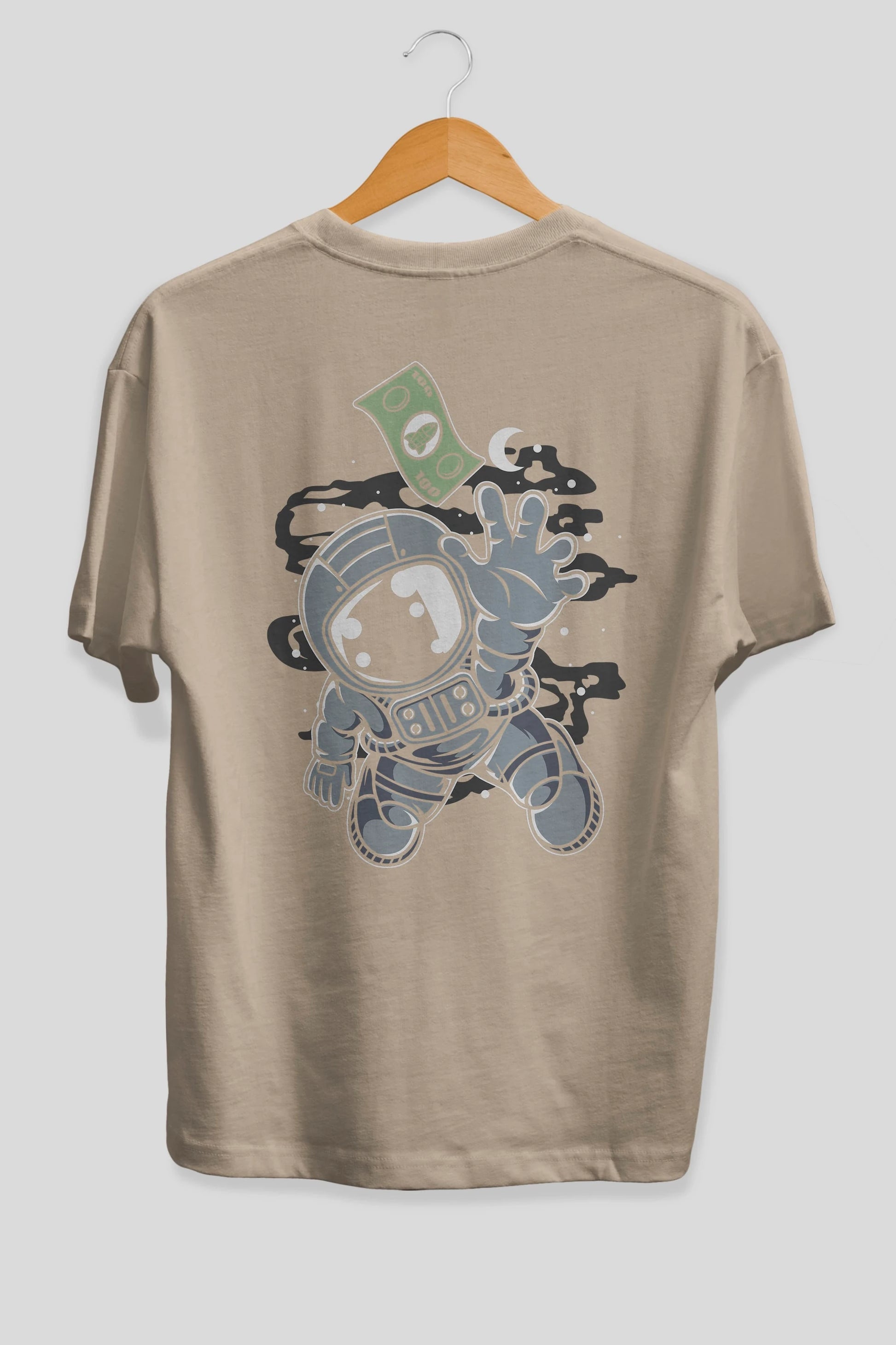 Astronaut Dollar Arka Baskılı Oversize t-shirt Erkek Kadın Unisex