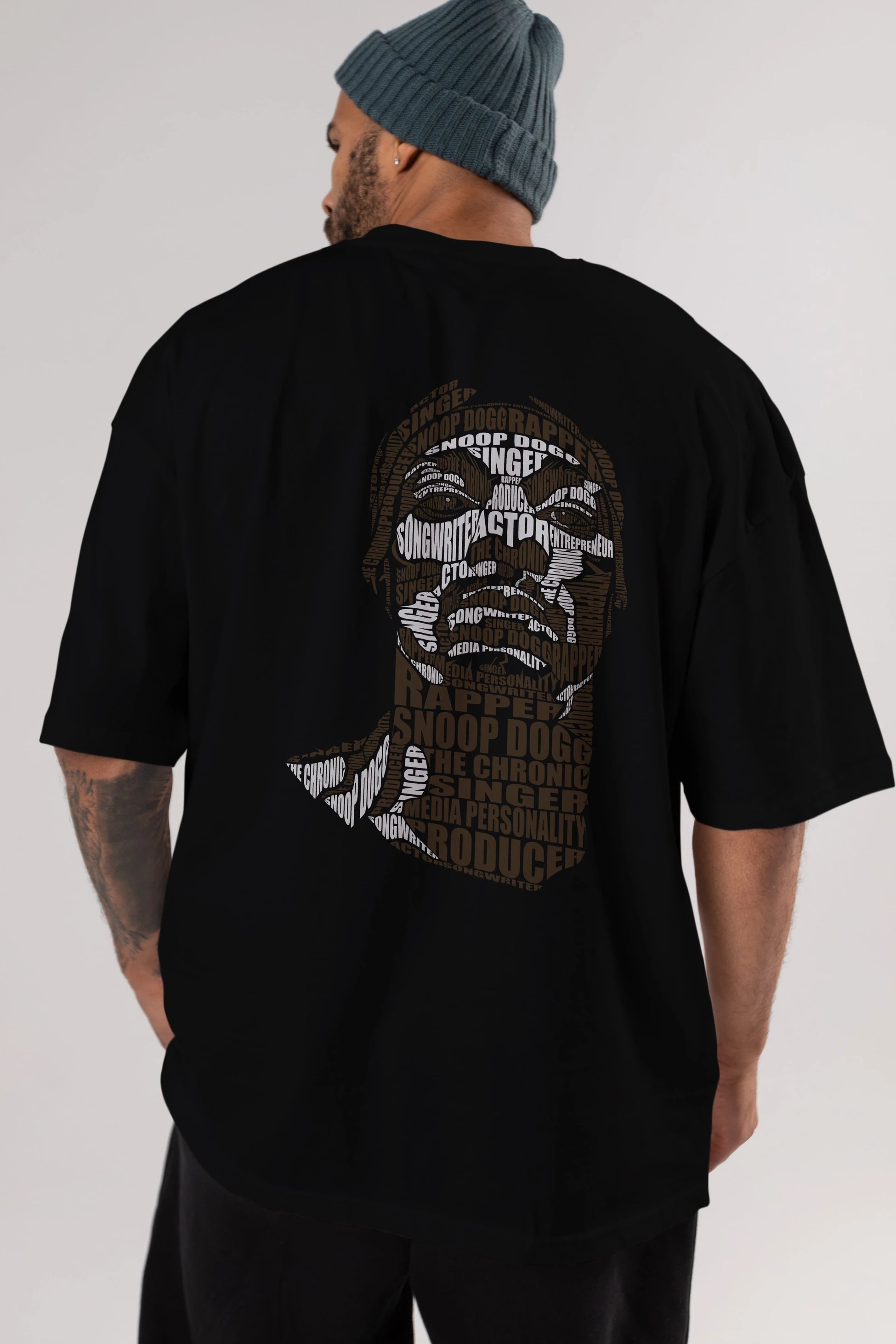 Snoop Dogg Calligram Arka Baskılı Oversize t-shirt %100 pamuk Erkek Kadın Unisex