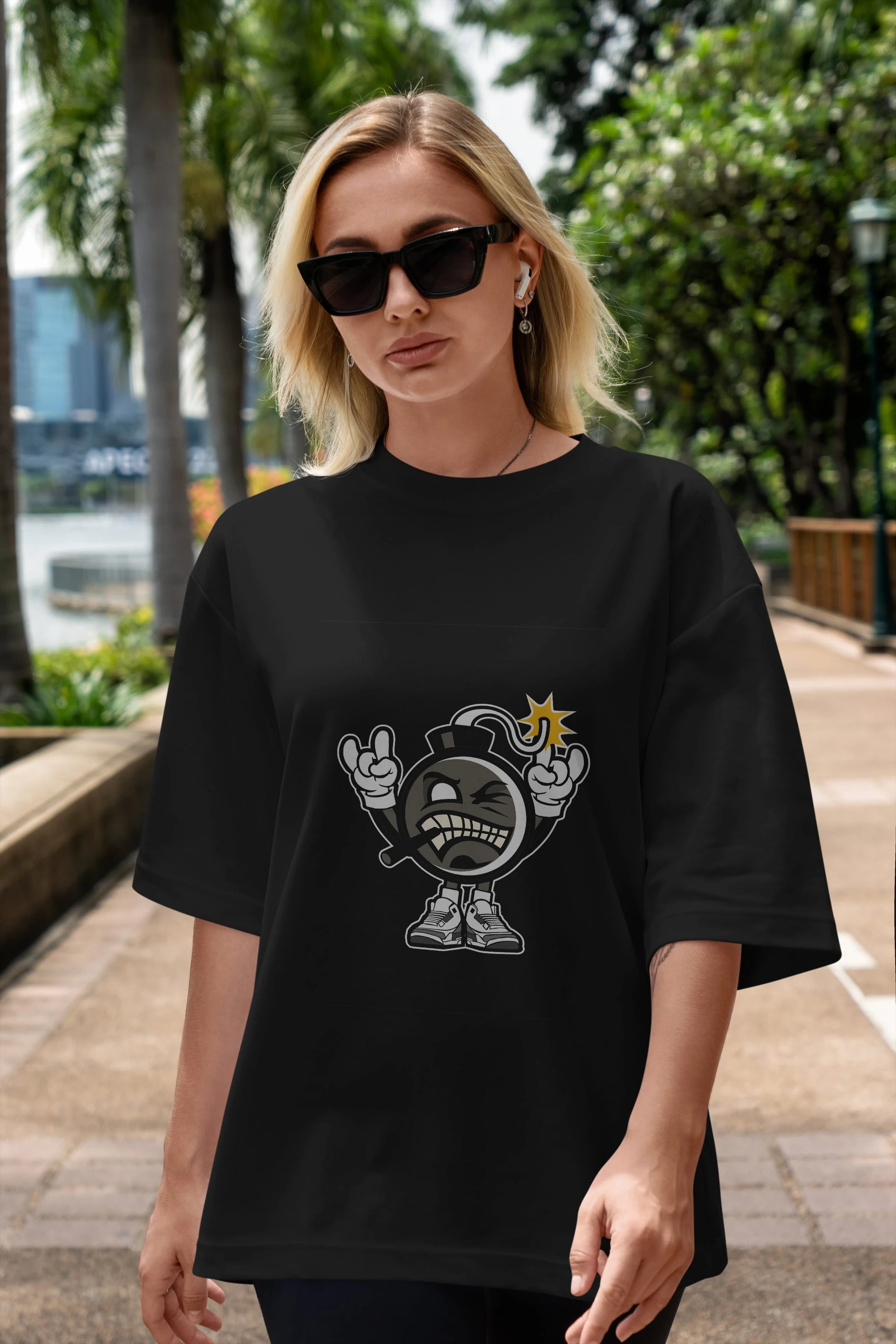 Evil Bomb Ön Baskılı Oversize t-shirt Erkek Kadın Unisex %100 Pamuk tişort