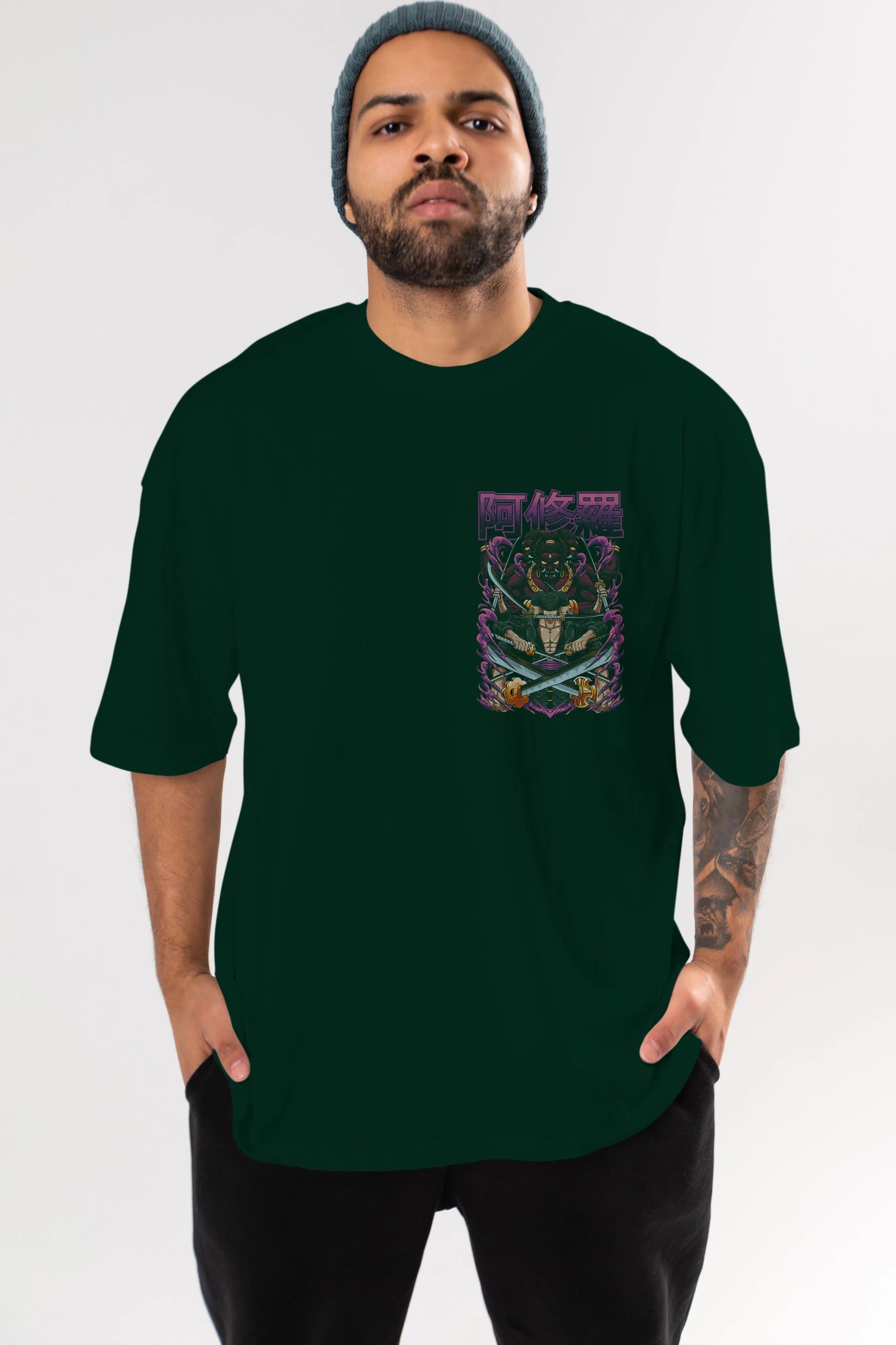 Roronoa Zoro 1 Ön Sol Baskılı Oversize t-shirt Erkek Kadın Unisex %100 Pamuk Bisiklet Yaka tişort