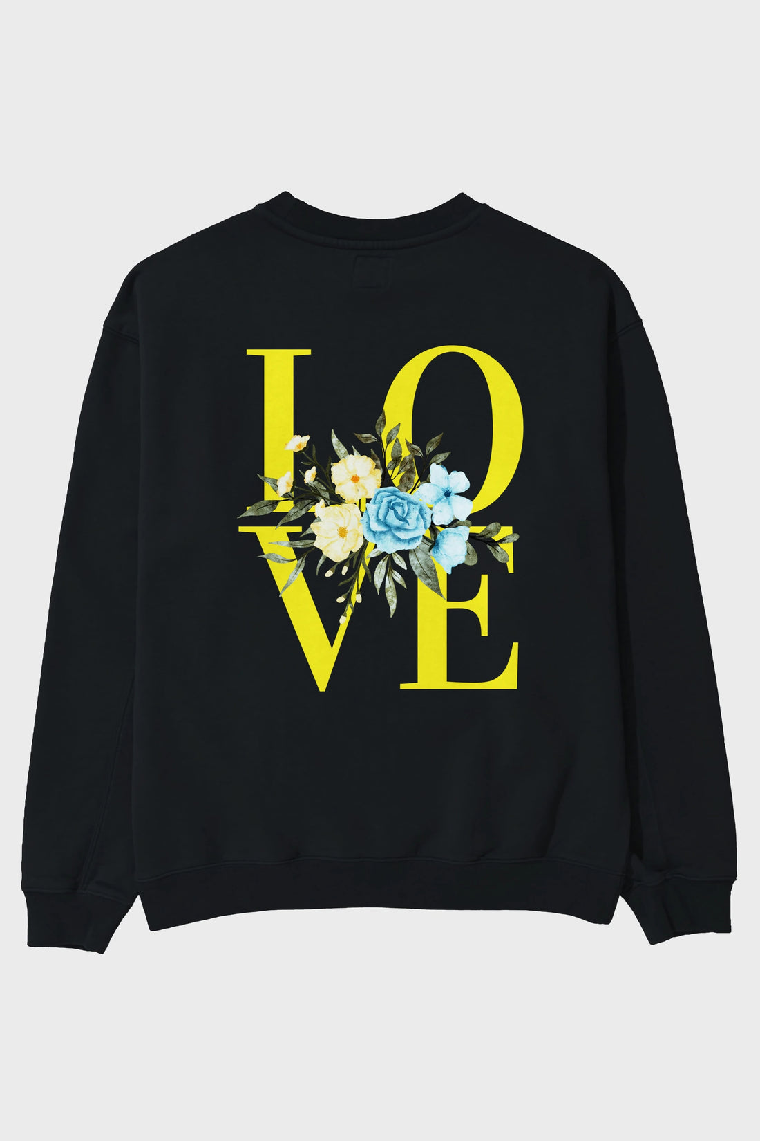 Love Flower Arka Baskılı Oversize Sweatshirt Erkek Kadın Unisex
