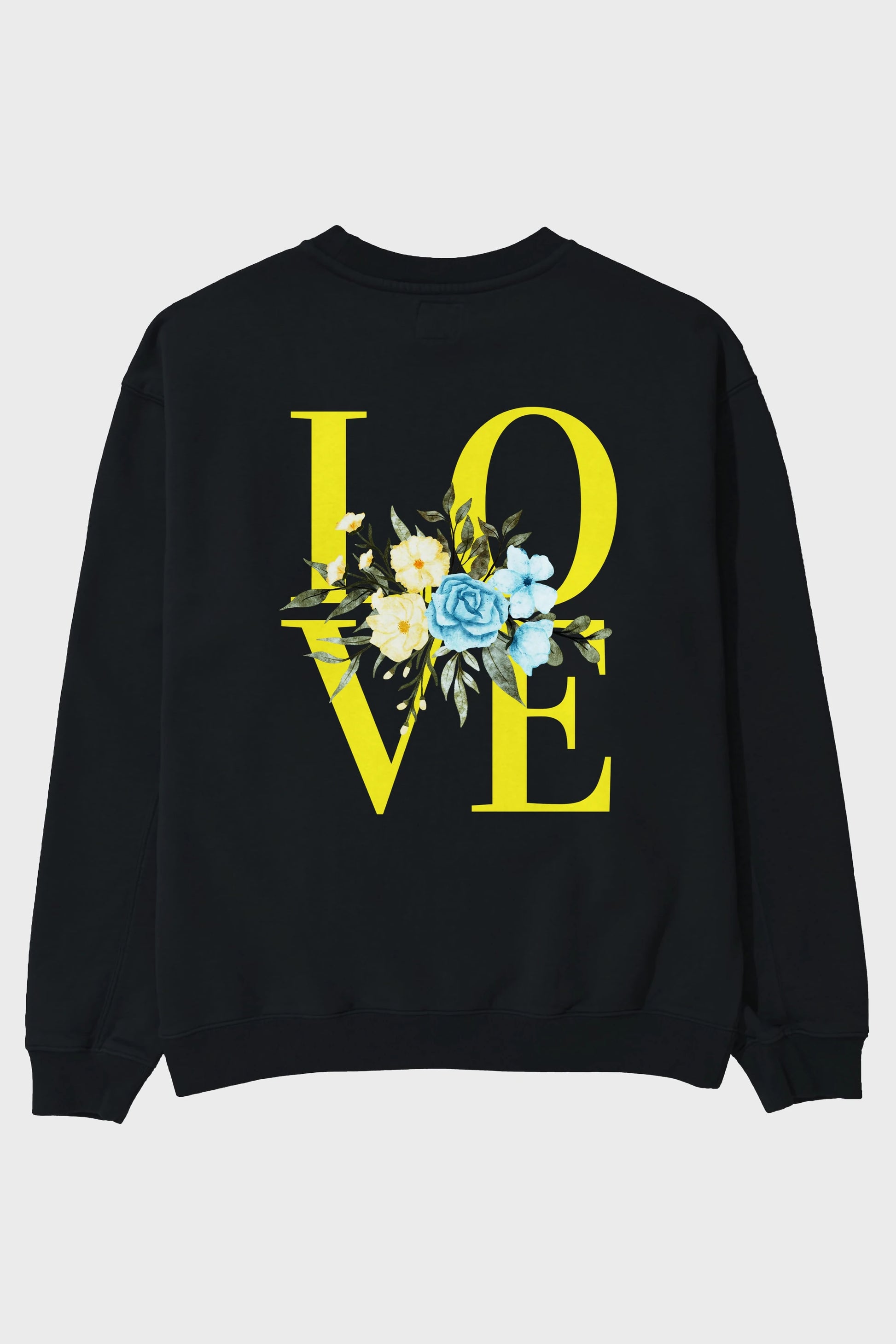 Love Flower Arka Baskılı Oversize Sweatshirt Erkek Kadın Unisex