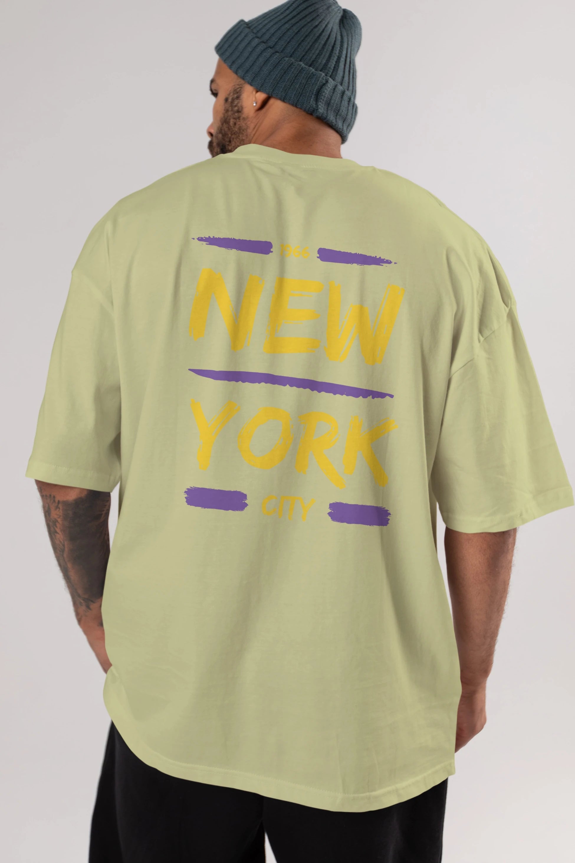 New York City 2 Arka Baskılı Oversize t-shirt Erkek Kadın Unisex