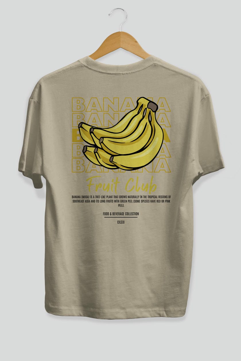 Banana Arka Baskılı Oversize t-shirt Erkek Kadın Pamuk Bisiklet Yaka tişort